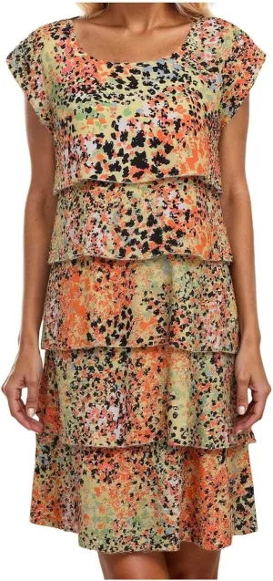Summer Beach Dresses for Women Floral Chiffon Tiered Skirt Sundresses Cap Sleeve Mini Dress Casual Vacation Outfits 2025