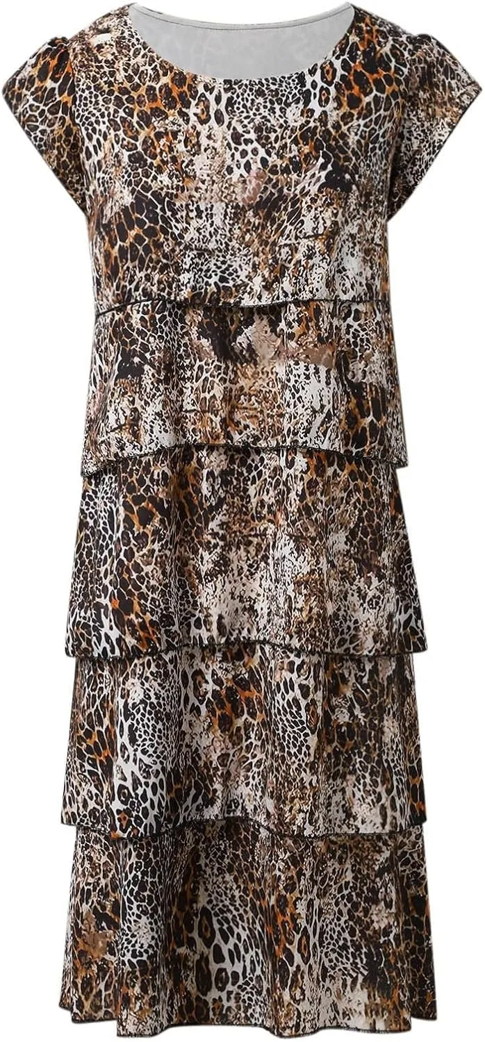 Summer Beach Dresses for Women Floral Chiffon Tiered Skirt Sundresses Cap Sleeve Mini Dress Casual Vacation Outfits 2025
