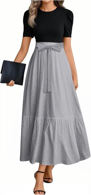 Summer Dresses for Women 2025 Elegant Classy Short Sleeve Wedding Guest Dress Work Wrap Empire Waist A Line Sundress