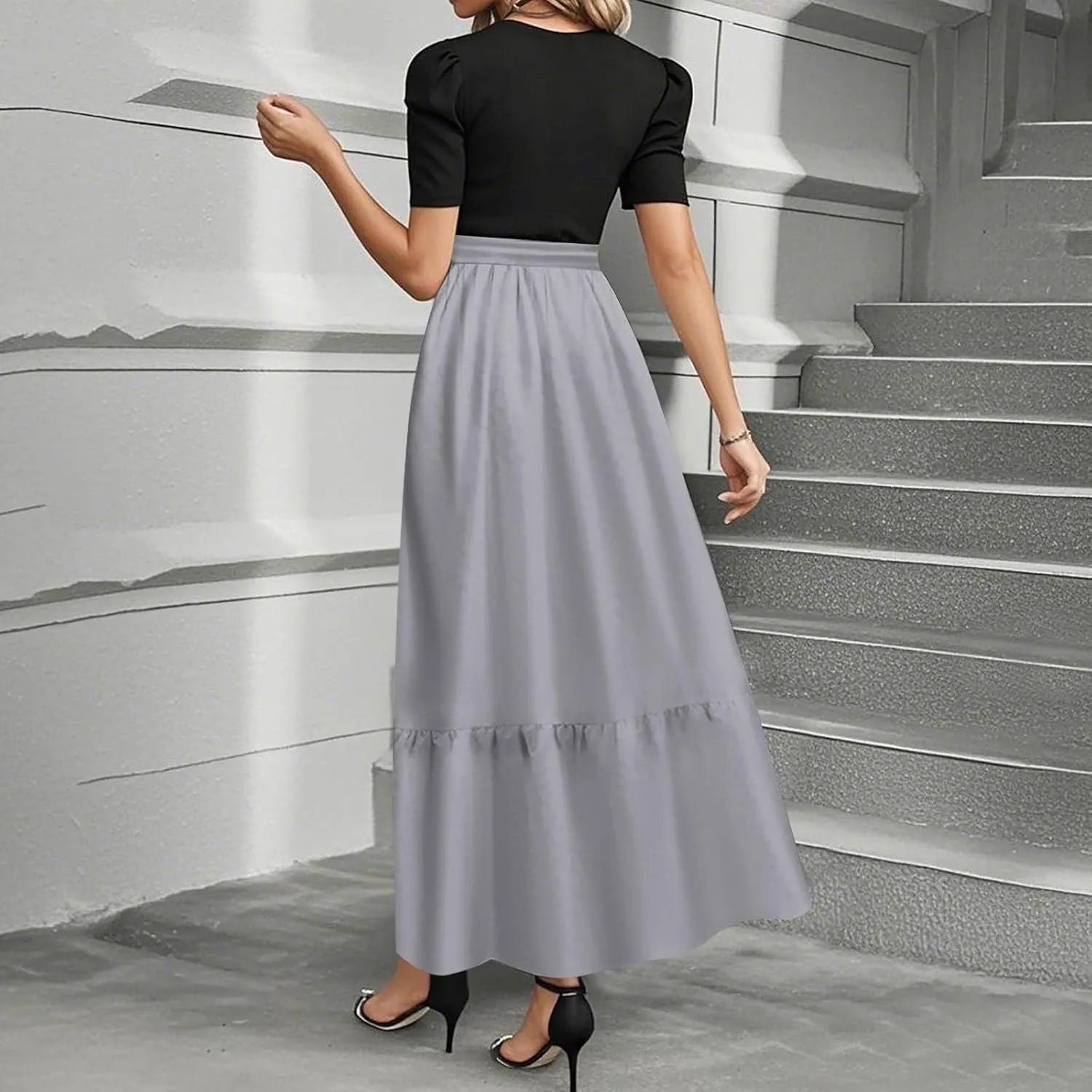 Summer Dresses for Women 2025 Elegant Classy Short Sleeve Wedding Guest Dress Work Wrap Empire Waist A Line Sundress