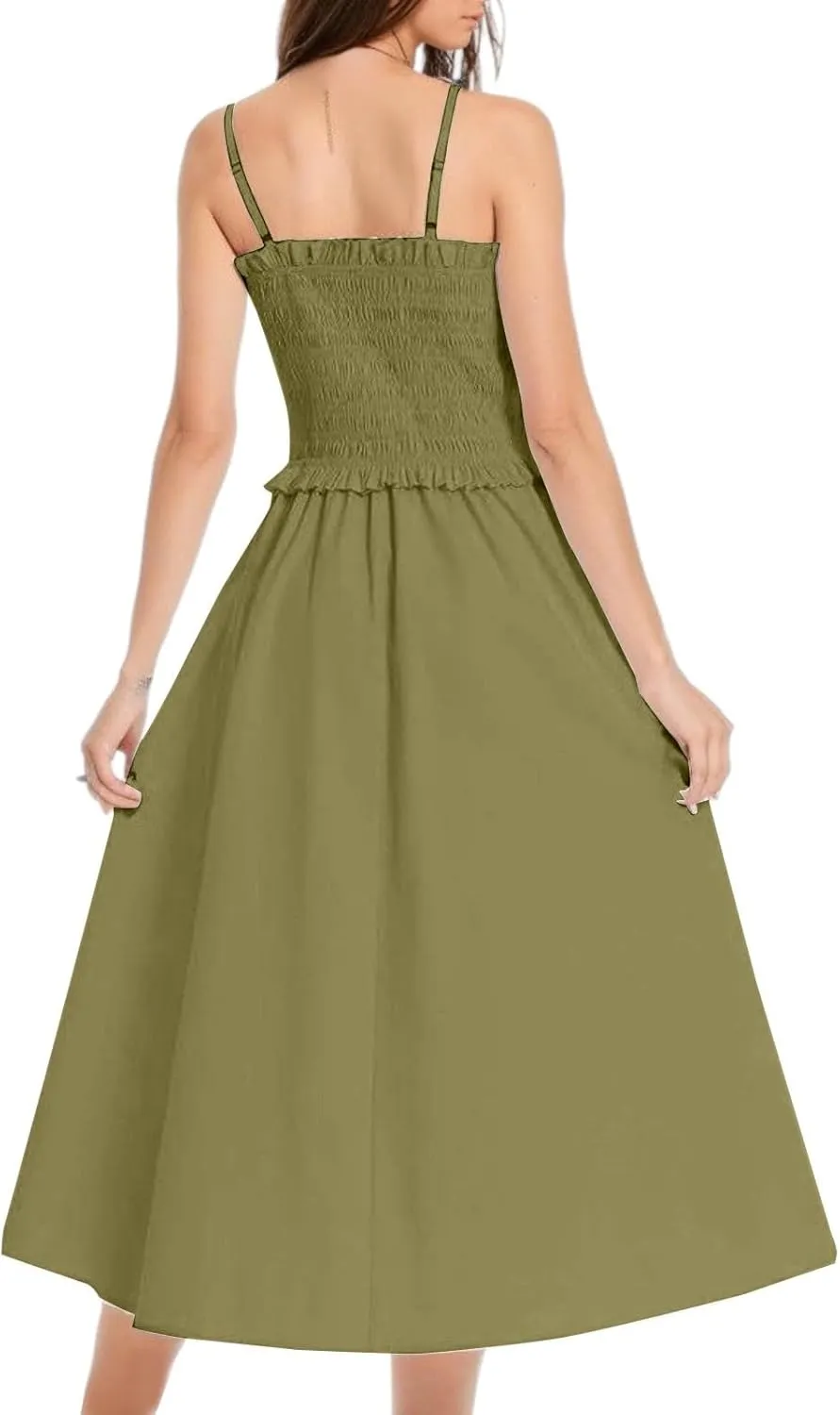 Summer Dresses for Women 2025 Wedding Guest Spaghetti Strap Maxi Dress Backless Smocked A Line Beach Sundresses