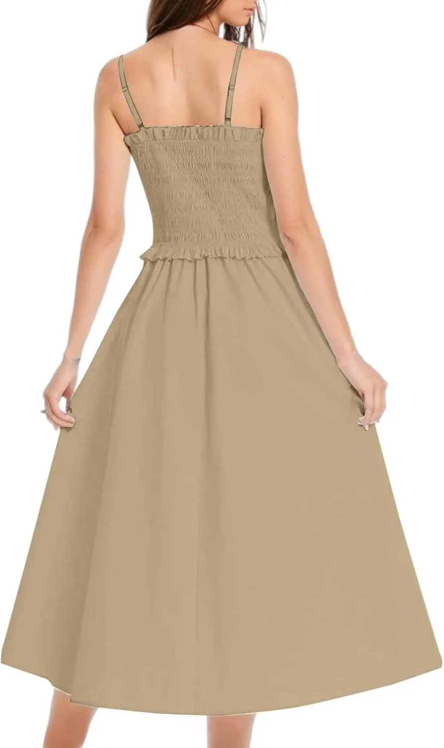 Summer Dresses for Women 2025 Wedding Guest Spaghetti Strap Maxi Dress Backless Smocked A Line Beach Sundresses