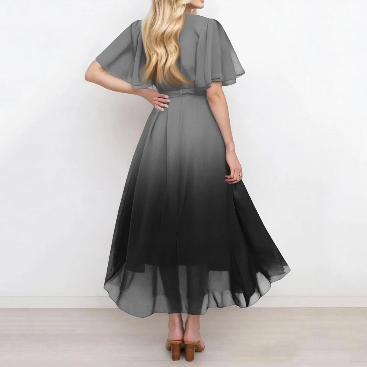 Summer Dresses for Women Boho Floral Printed Dresses 2025 Elegant V Neck Belted Wedding Prom Cocktail Midi Dress