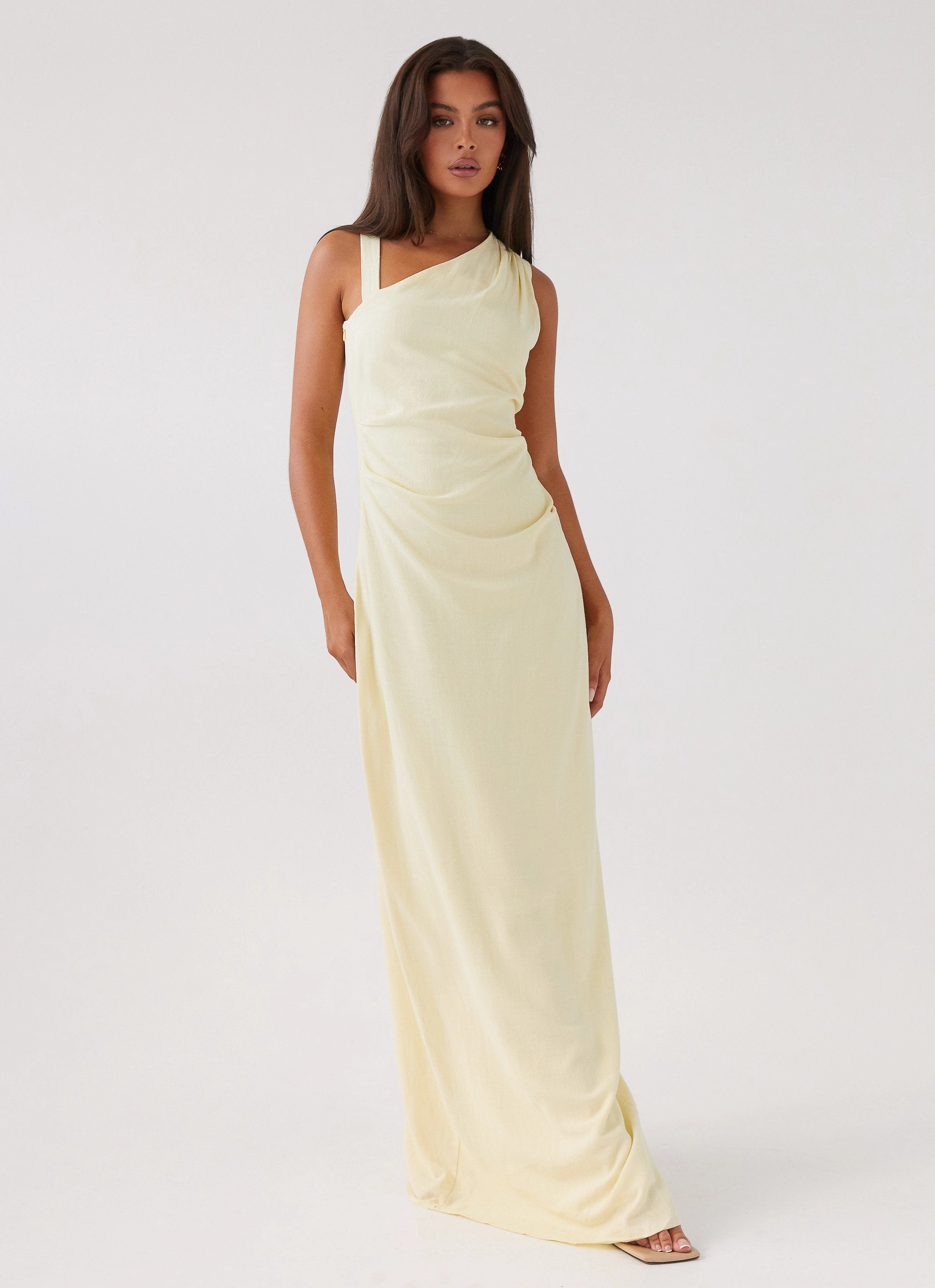 Red Carpet Daffodil Charm Linen Maxi Dress - Sunflower Yellow