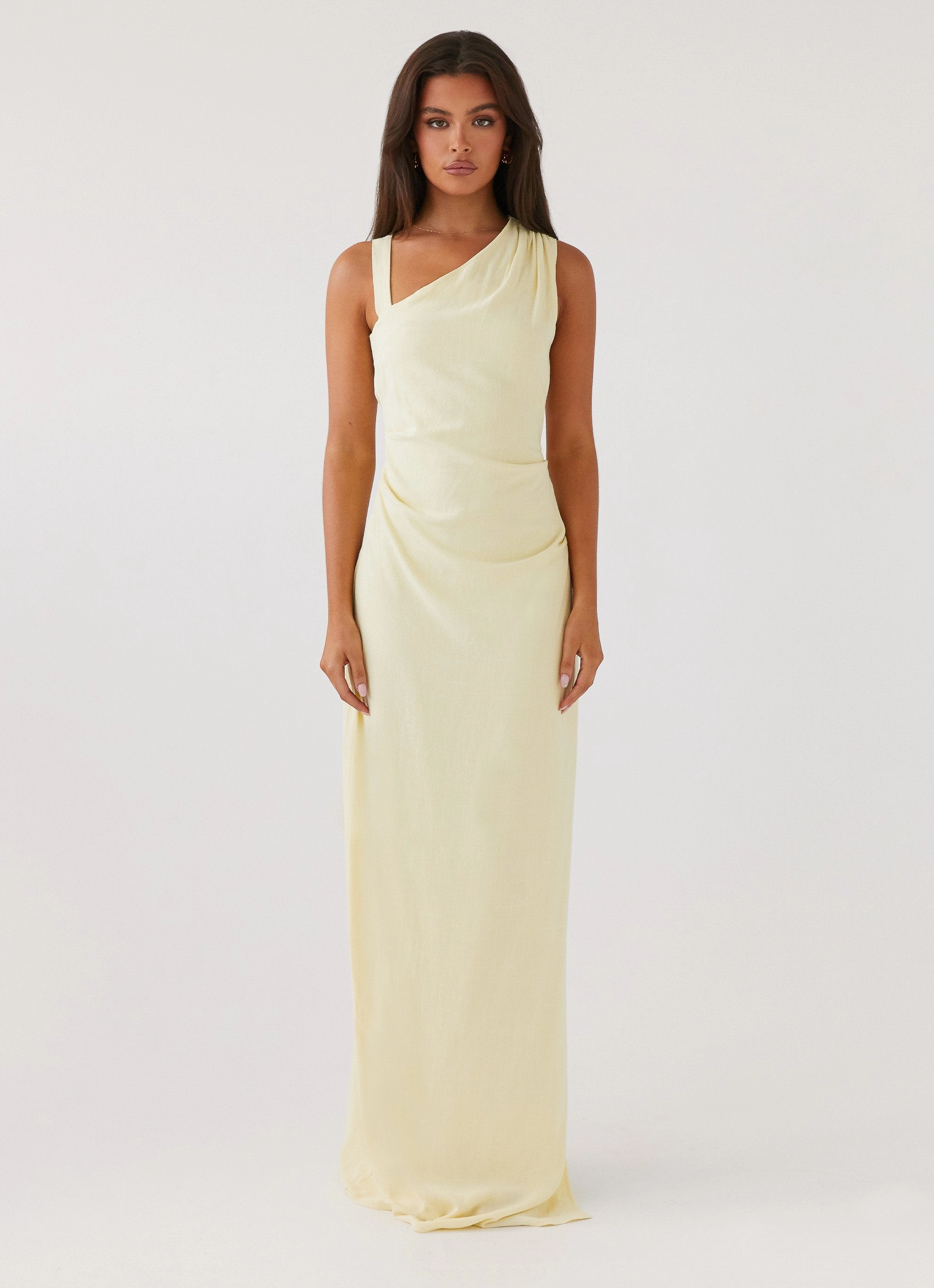 breathable fabric dress Daffodil Charm Linen Maxi Dress - Sunflower Yellow