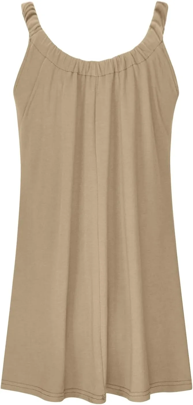 Sun Dresses for Women 2025 Summer Vacation Pleated Dress Trendy Spring Beach Coverups Sleeveless Tank Tshirt Sundress
