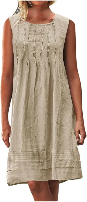 Sun Dresses for Women 2025 Vacation Casual Loose Tank Dress Sleeveless Summer Mini Dresses Plus Size Short Sundress