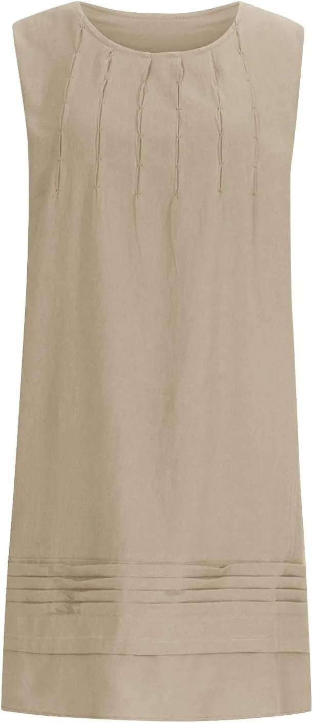 Sun Dresses for Women 2025 Vacation Casual Loose Tank Dress Sleeveless Summer Mini Dresses Plus Size Short Sundress