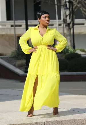 Sun Goddess | Long Sleeve Chiffon Maxi Dress