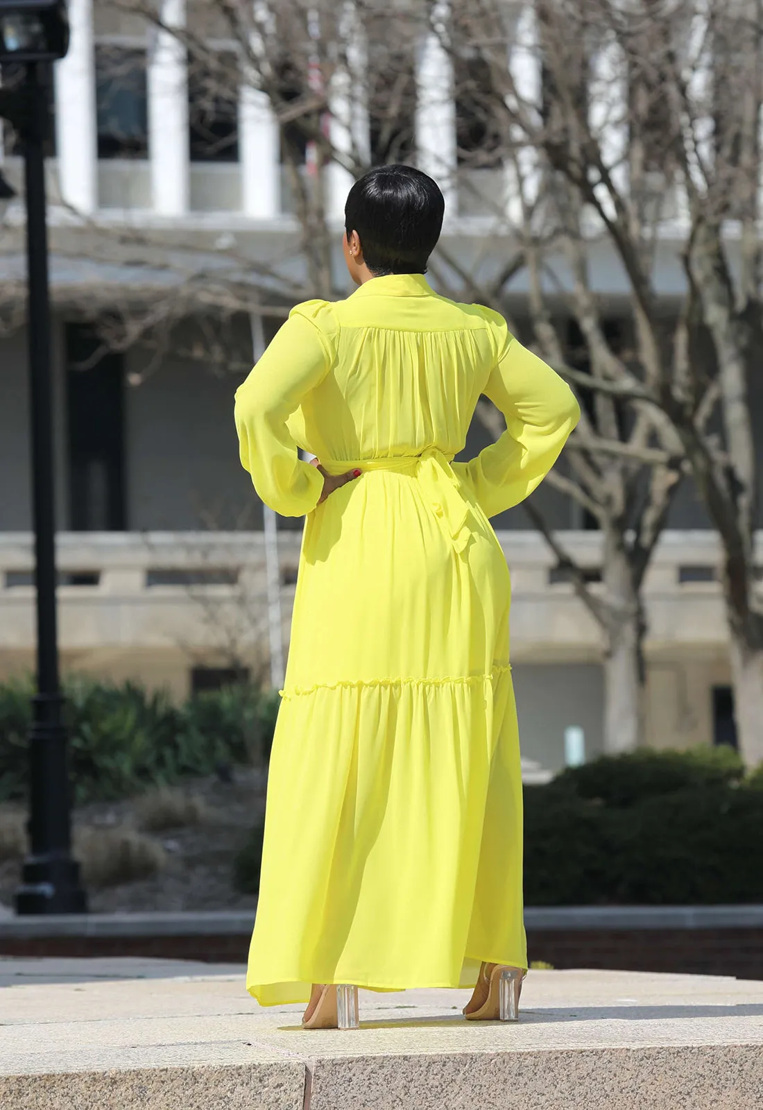 Sun Goddess | Long Sleeve Chiffon Maxi Dress