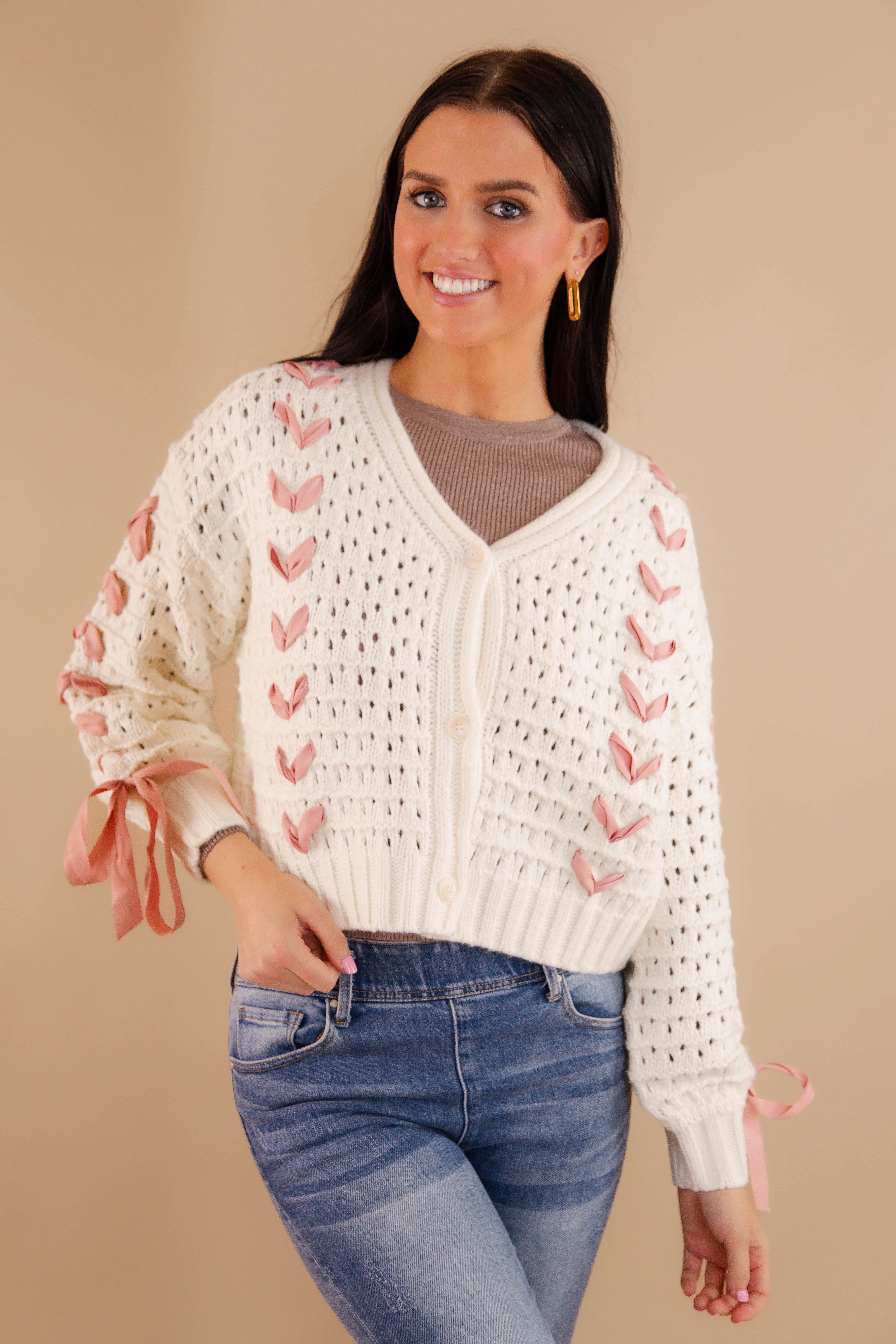 MicroPerforated Details Multipanel Construction Belongs To Me Cardigan