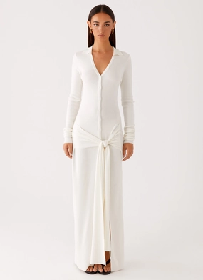 Street Casual Sabetha Knit Maxi Dress - White