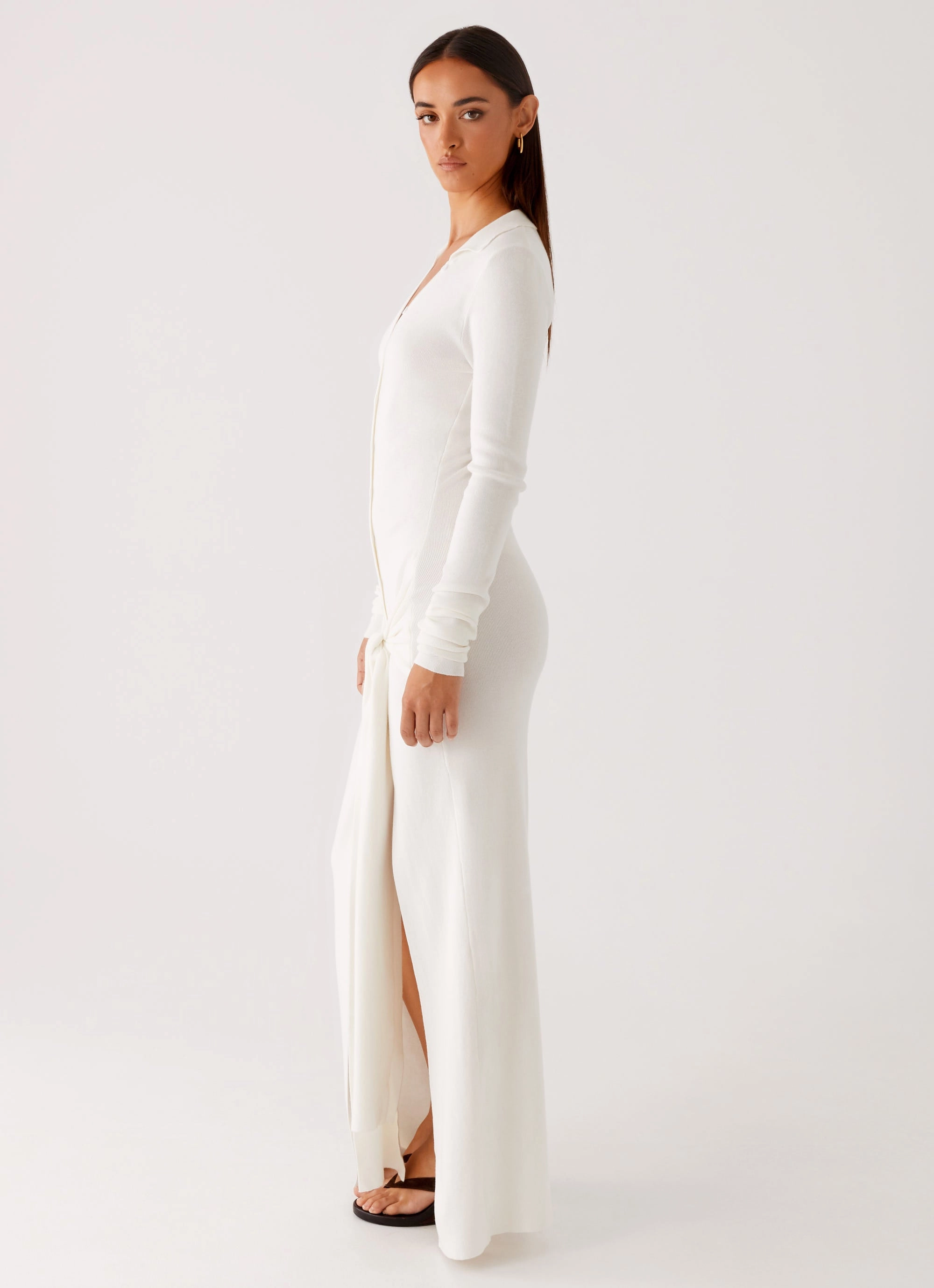 Chic Fit Raglan-Sleeve Sabetha Knit Maxi Dress - White