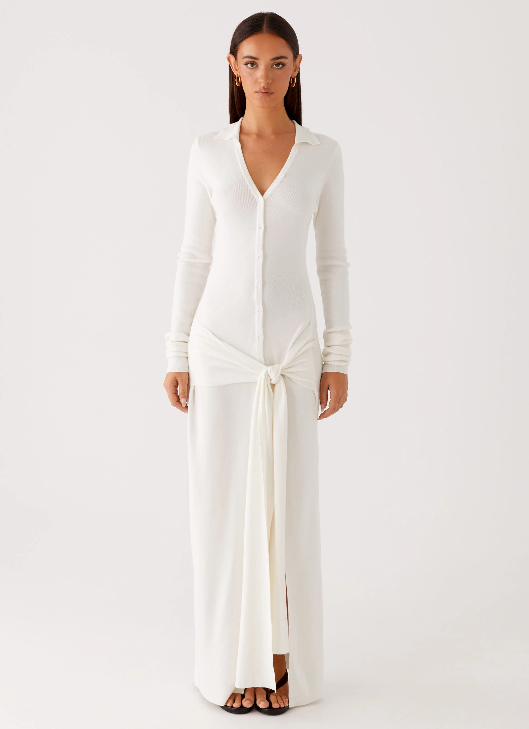 Street Casual Sabetha Knit Maxi Dress - White