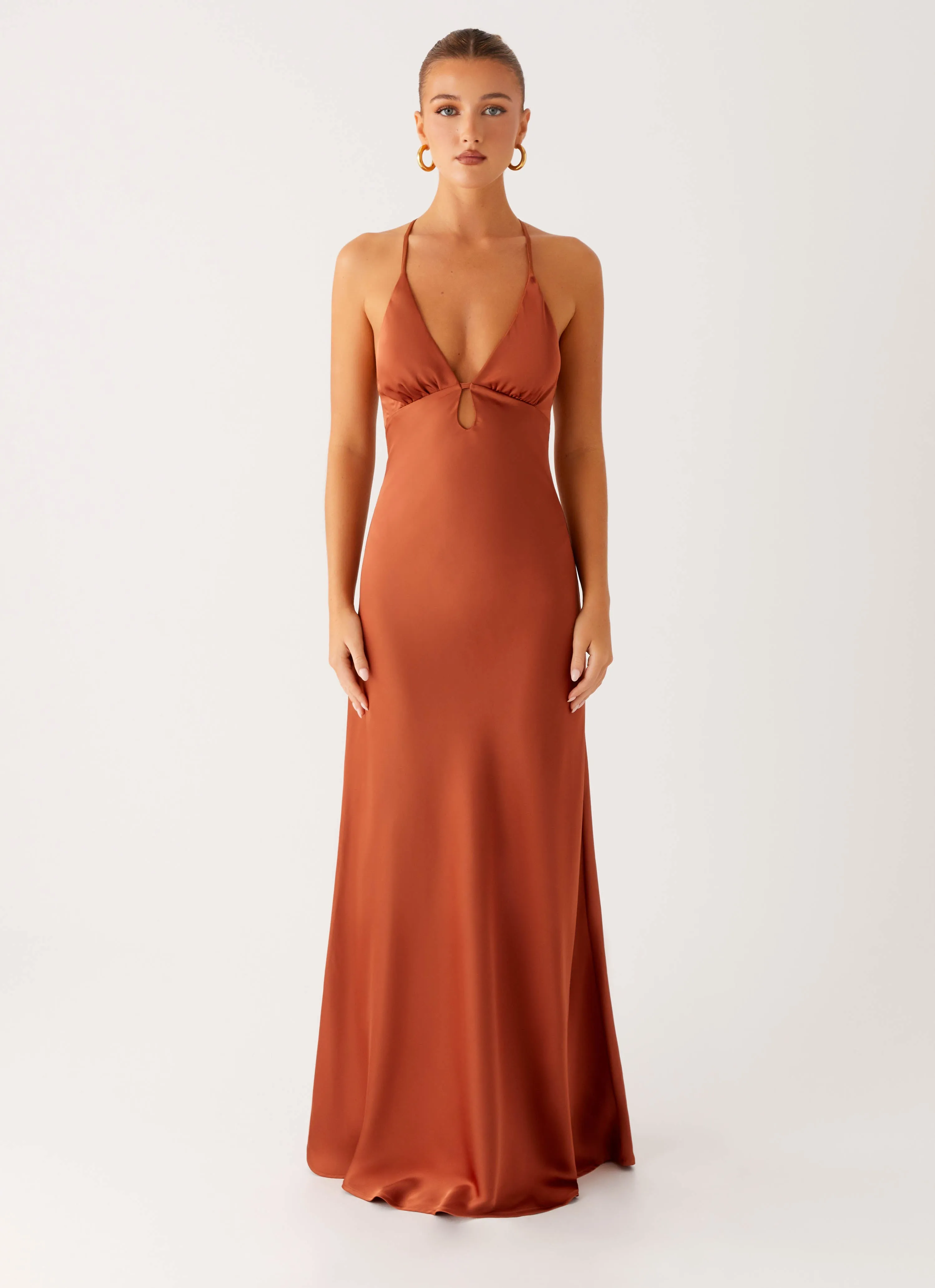 Soft Draping Sundowner Maxi Dress - Rust