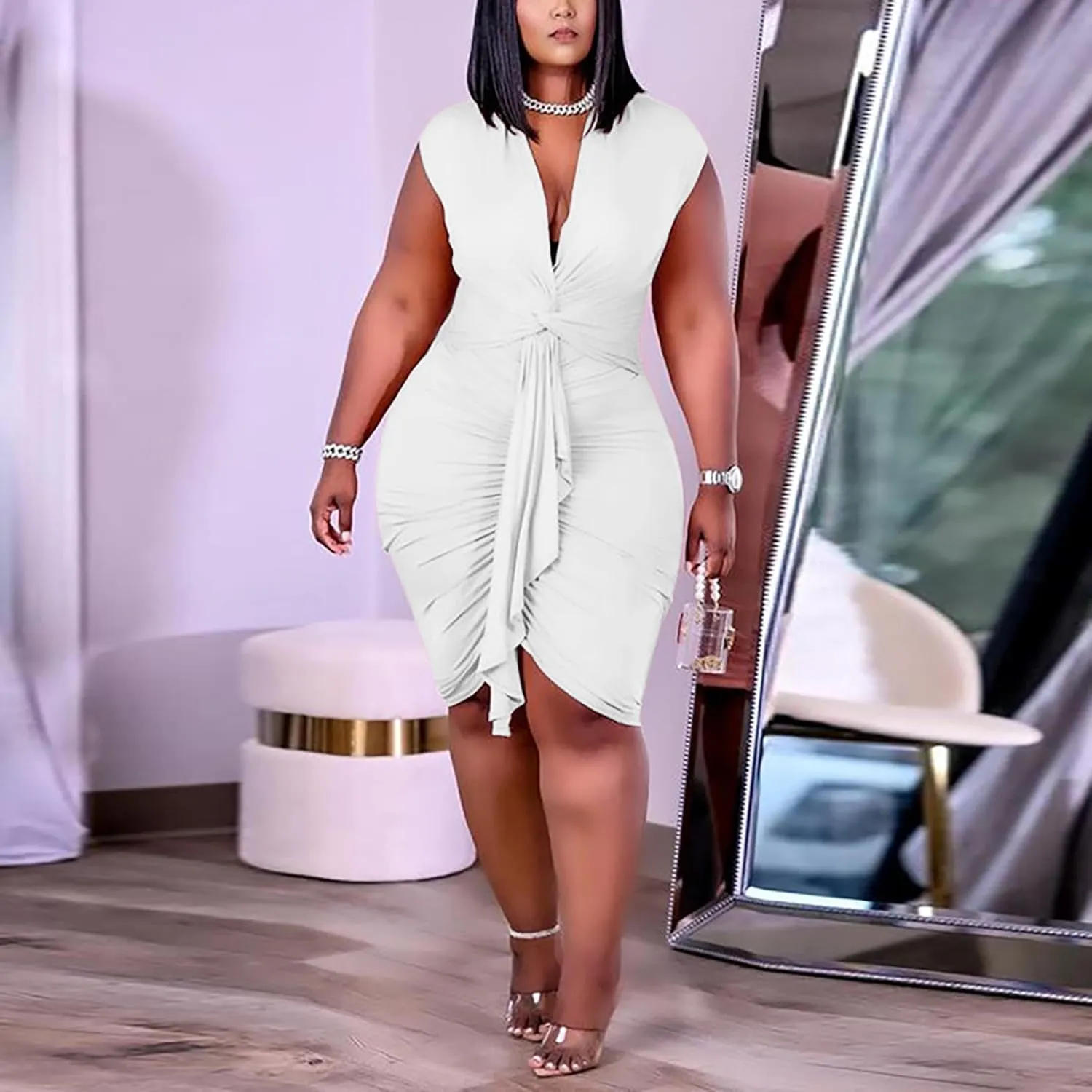 Sundresses for Women 2025 Cute Bodycon Mini Dresses Wrap Backless Cutout Sundress Cocktail Party Club Tank Dress