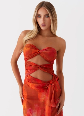 FourWayStretchFabric Sunlight Cascade Top - Amber