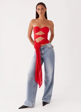 Sunlight Cascade Top - Red Stretch Technology Hidden Zipper