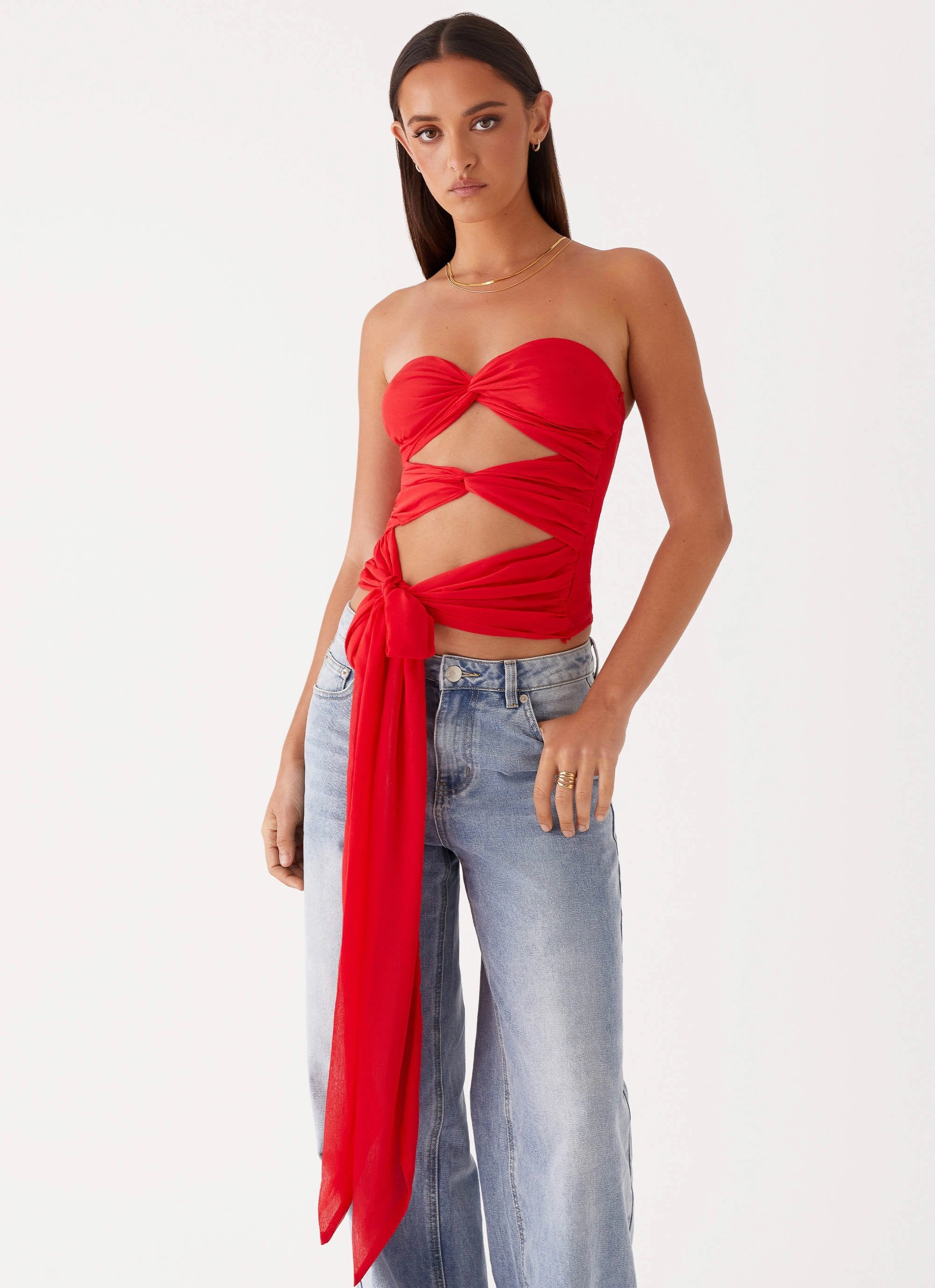 QuickDrySystem Luxurious Feel Sunlight Cascade Top - Red