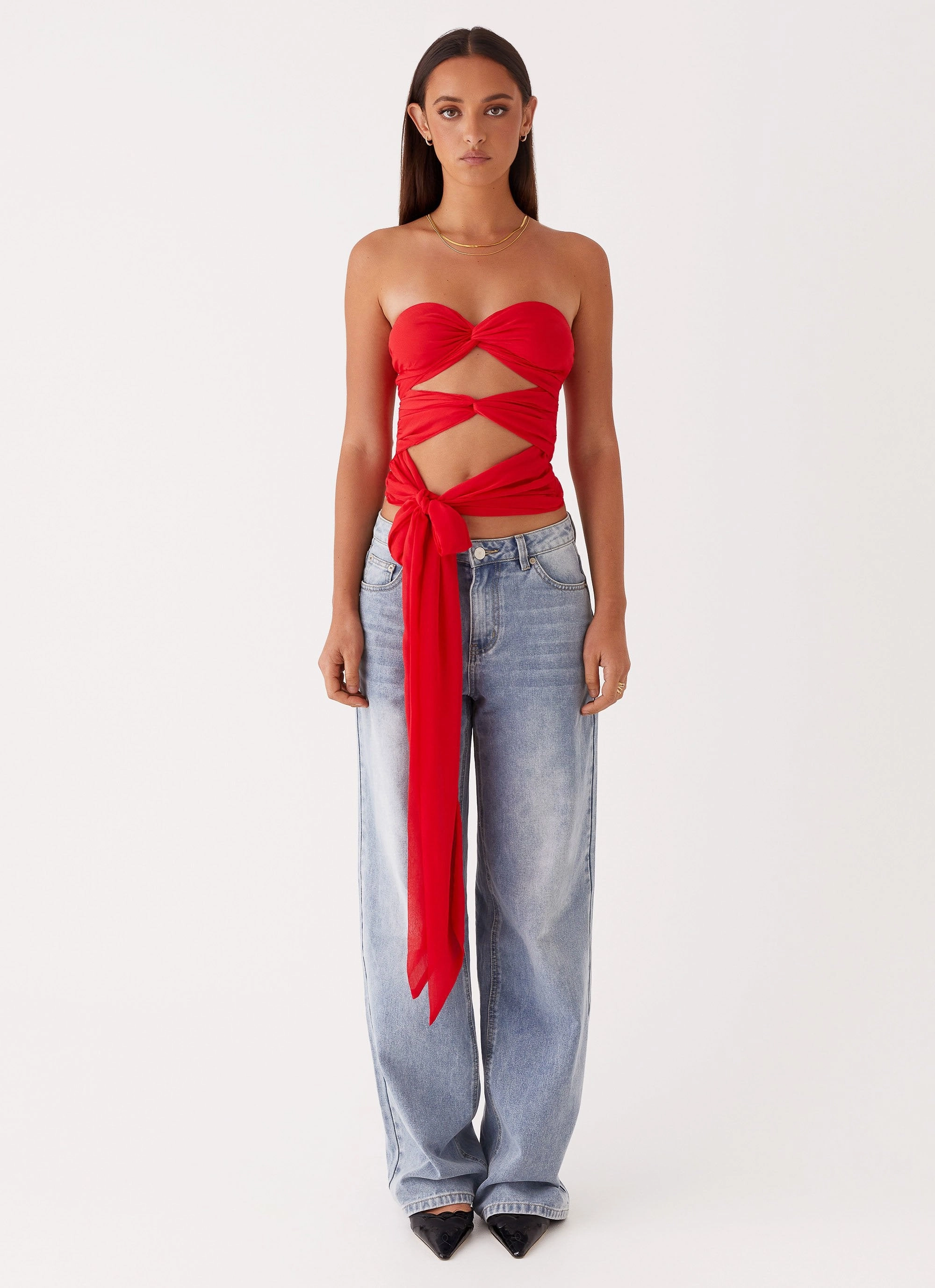 Garment Dyed Finish Quick Dry Tech Sunlight Cascade Top - Red
