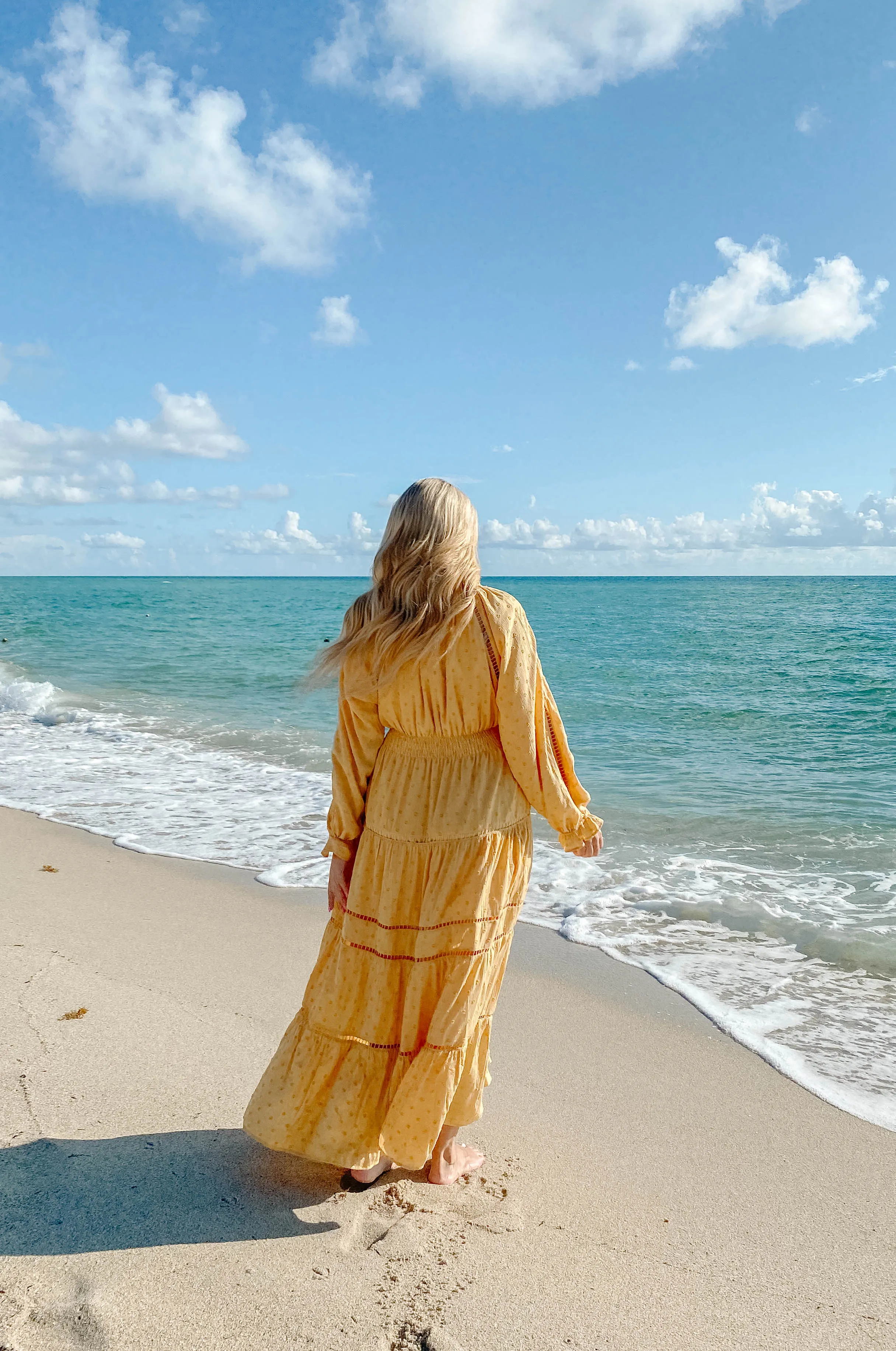 Sunset Dates Yellow Boho Swiss Dot Maxi Dress