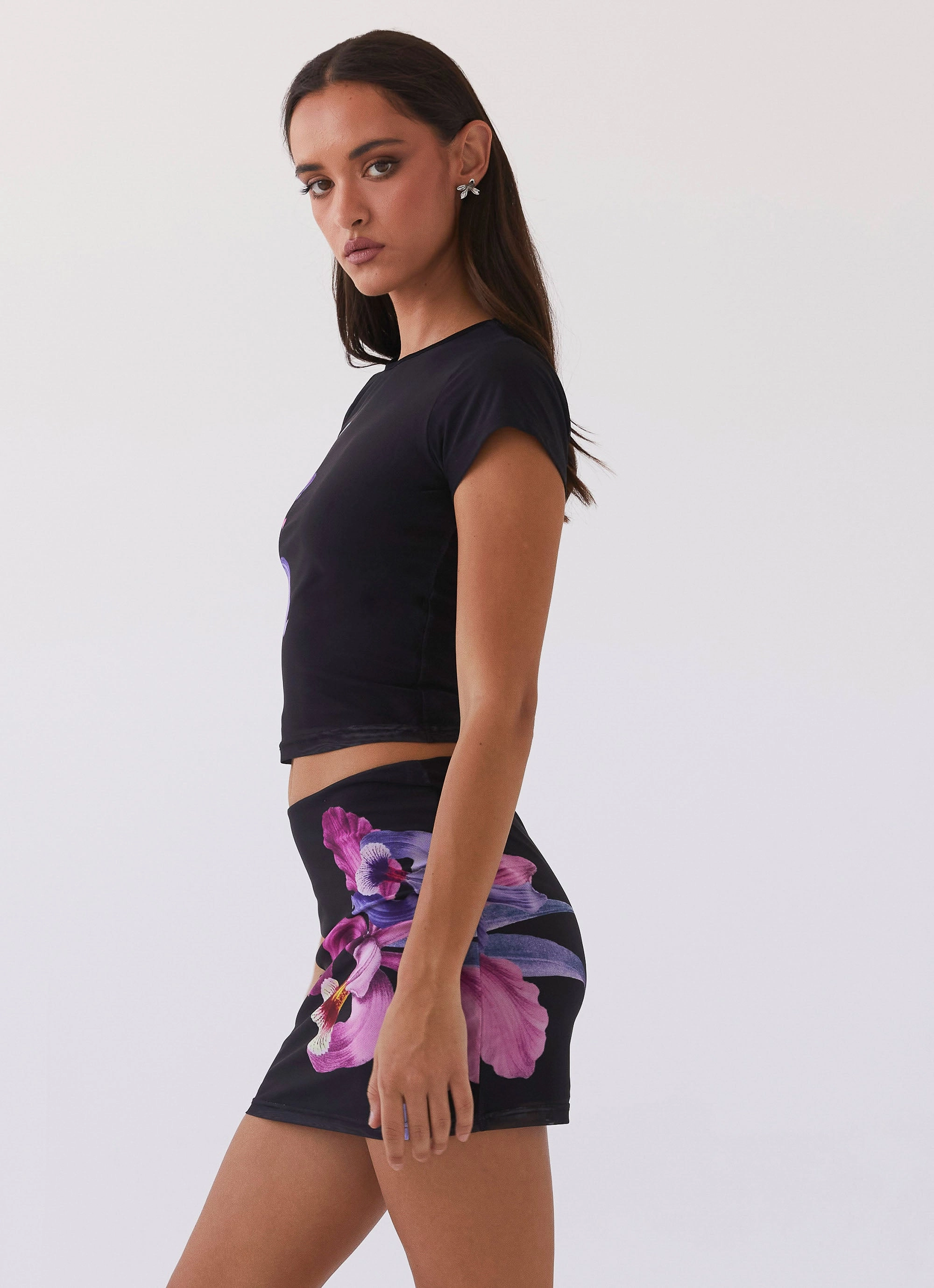 Comfort Wearable Basic Style Sunset Bliss Mesh Mini Skirt - Cosmo Floral