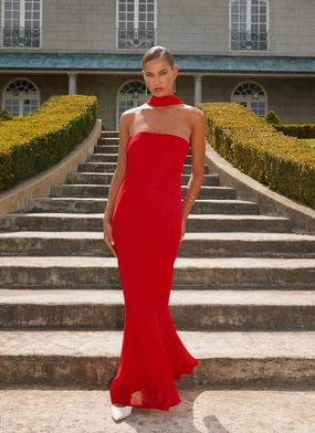 Under The Pagoda Maxi Dress - Red Versatile dress for layering