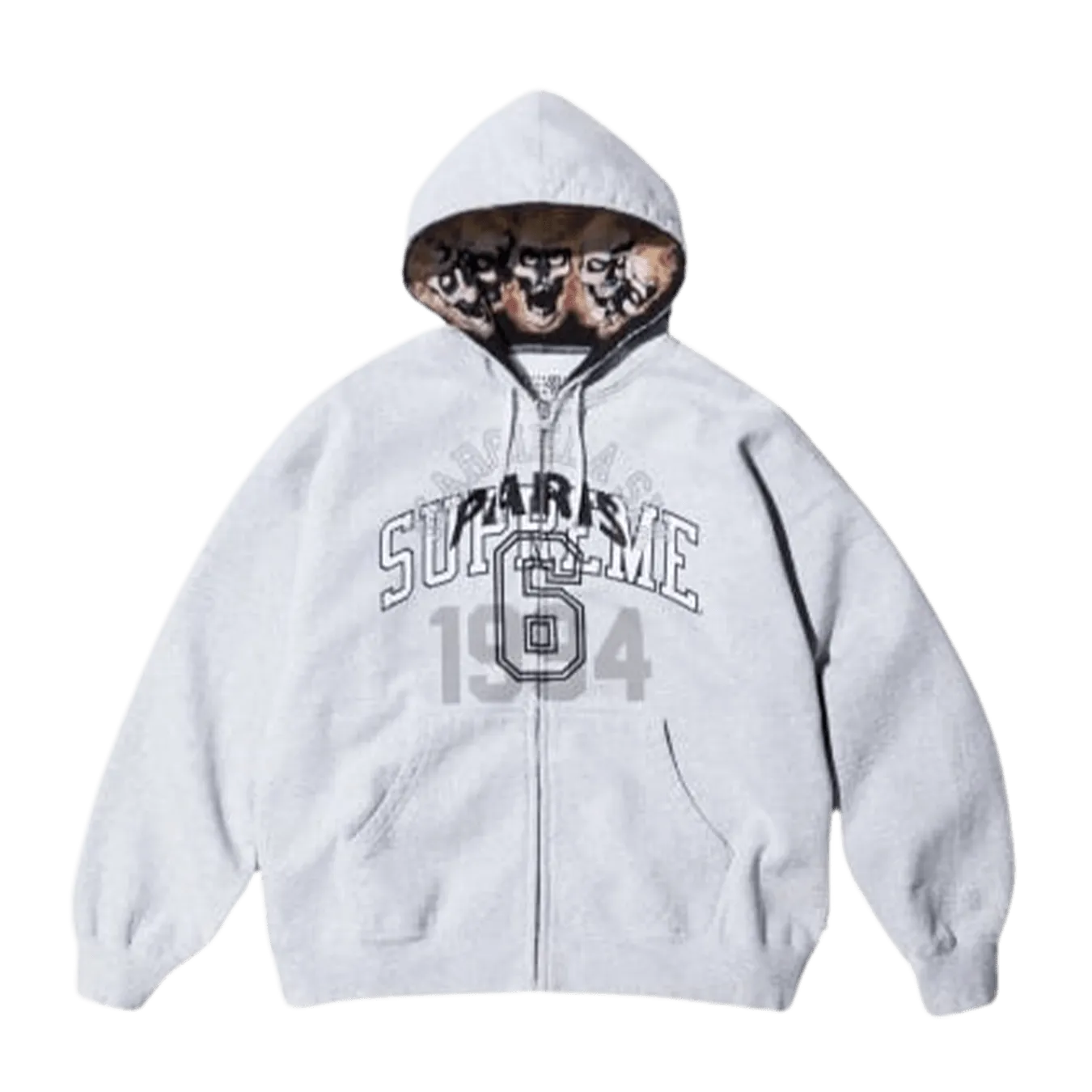 Supreme x MM6 Maison Margiela Zip Up Hoodie 'Light Grey'