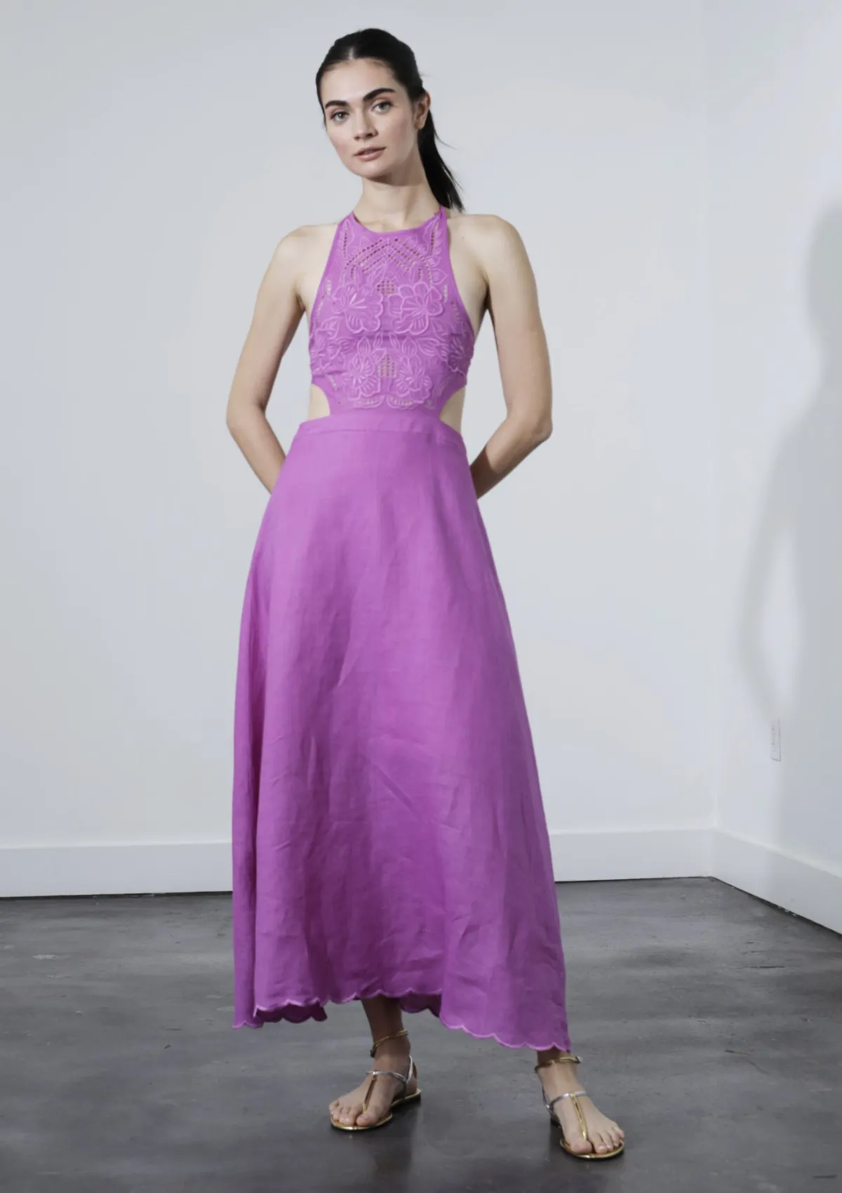 Alexandria Midi Dress - Purple Modern Appearance Satin Glow