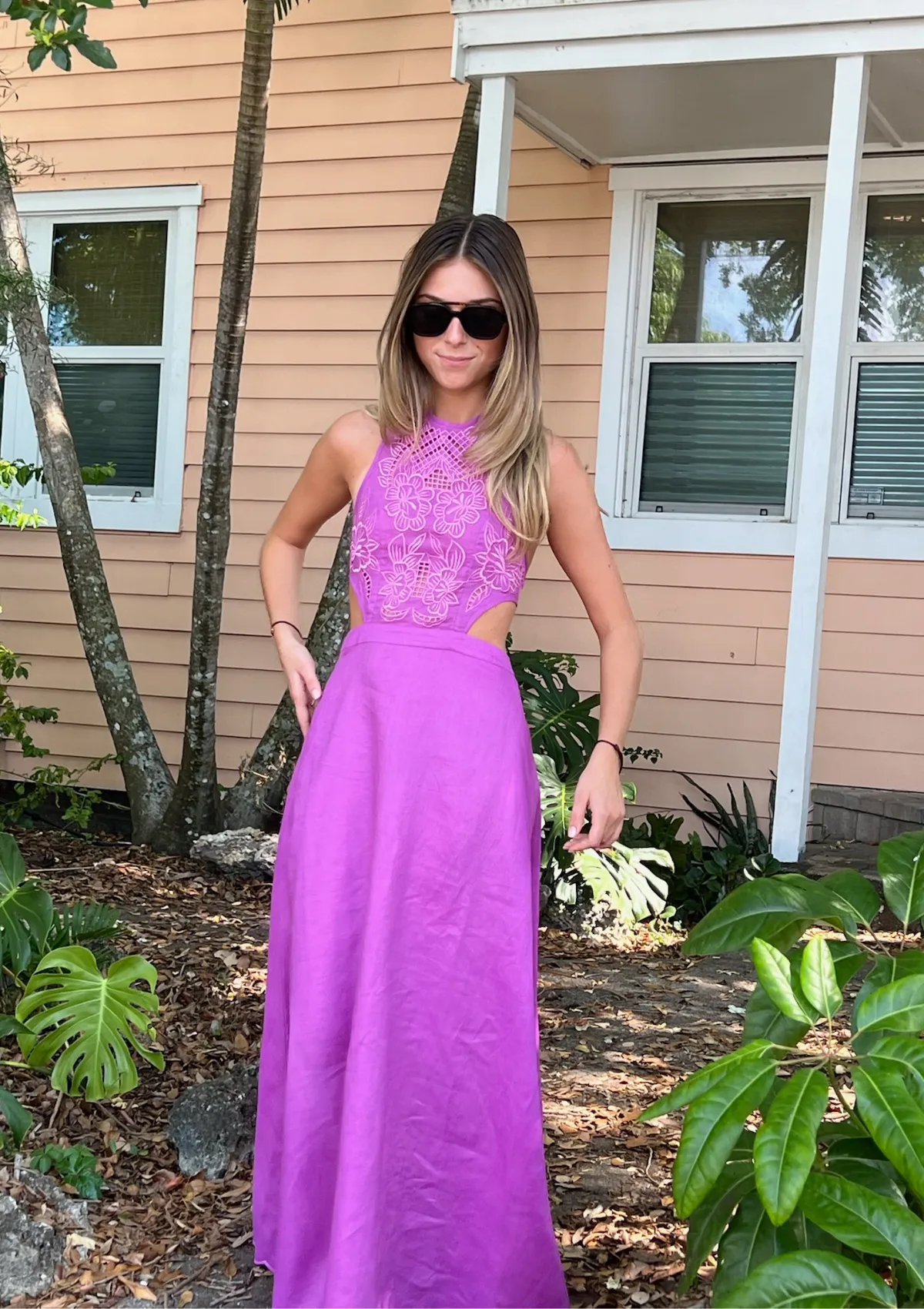 Cotton Skin Comfortable and Flattering Alexandria Midi Dress - Purple