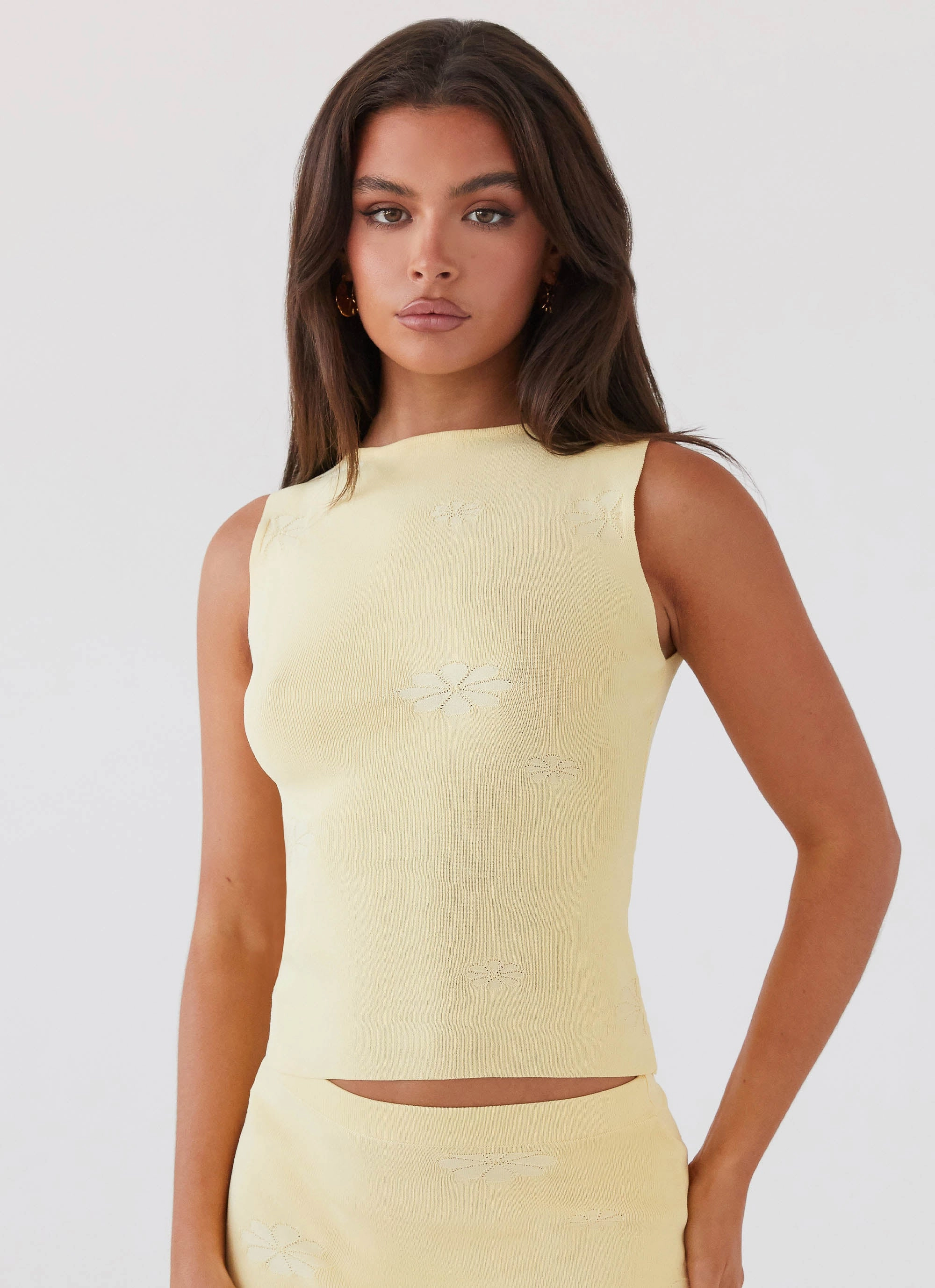 Temperature Regulating Fabric Holly Knit Tank - Lemon