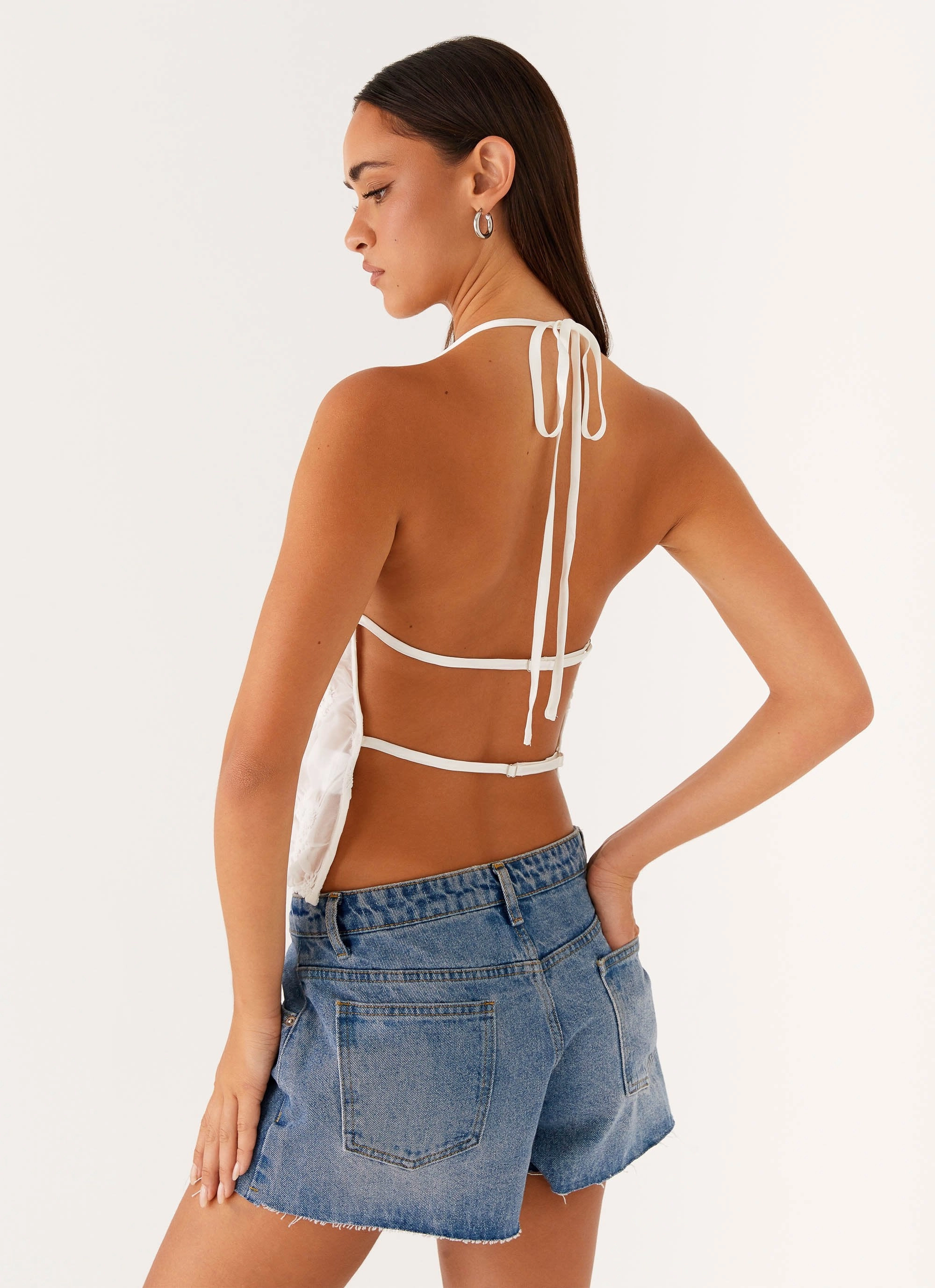 WrinkleResistantWeave Double Stitched Hems Evia Halter Top - Ivory