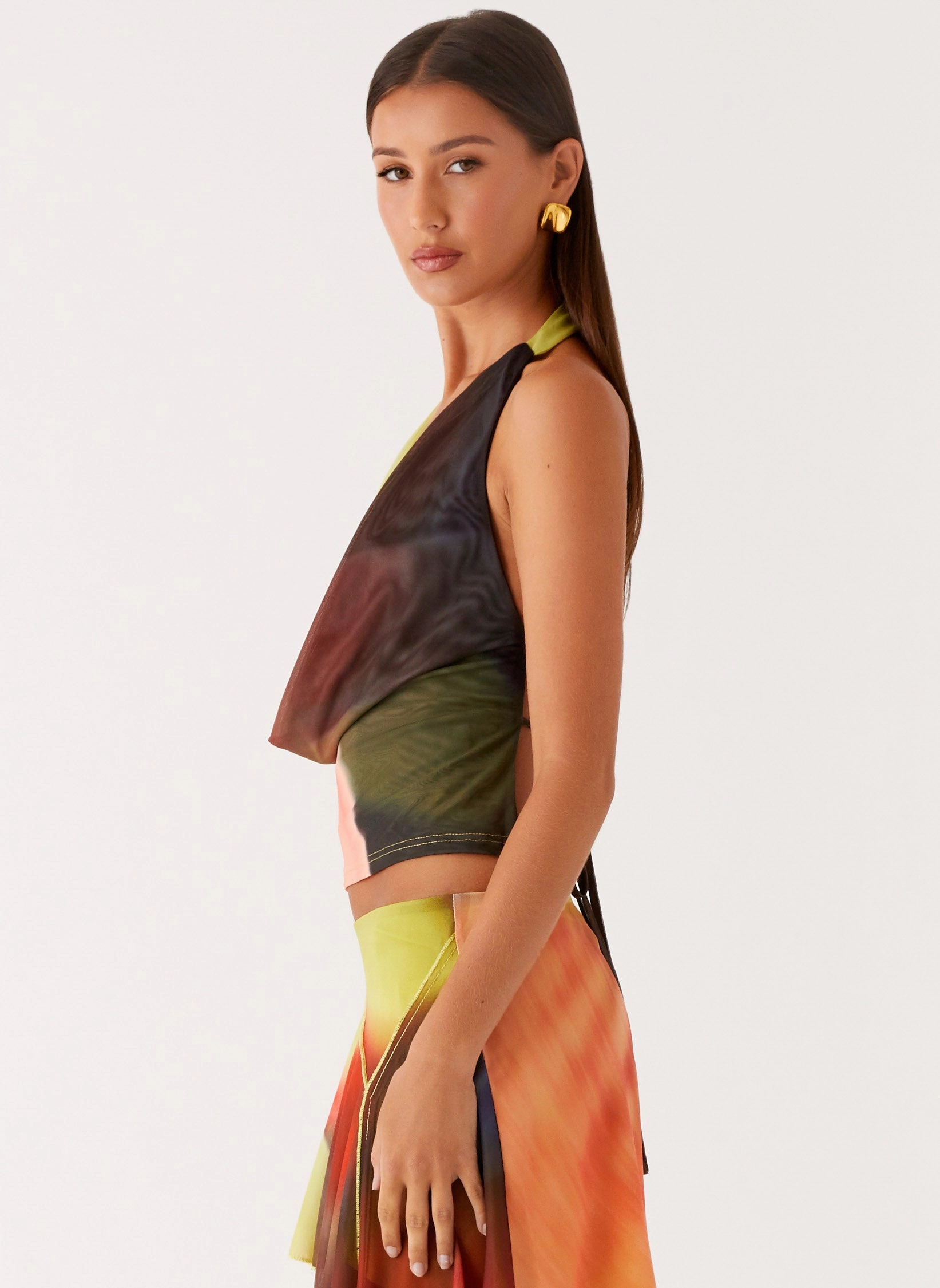 Resilient Fabric Blend Lustra Cowl Top - Moody Floral