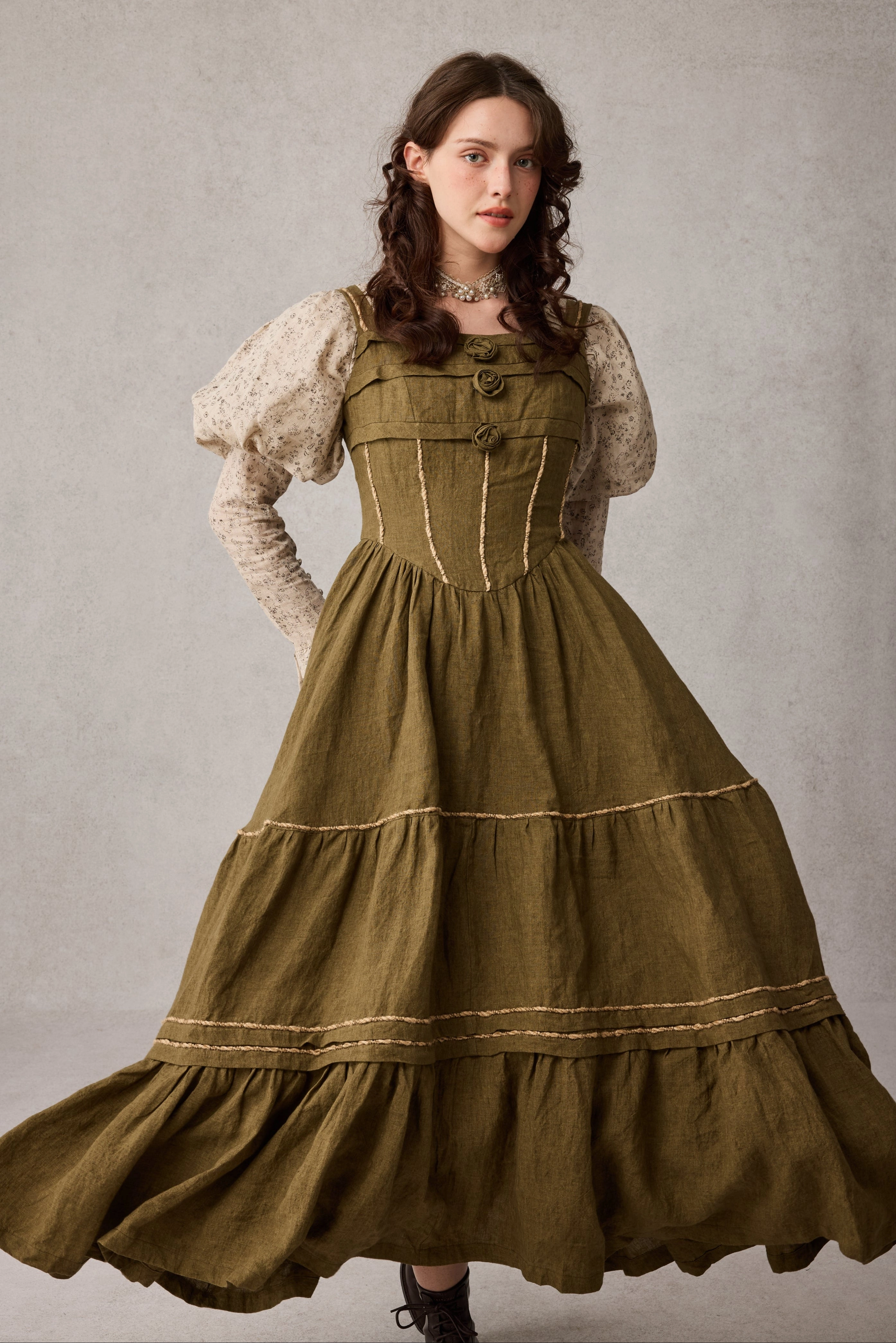 NonChafeCollarTech Organic Cotton Fiber Magnolia 17 |Linen Corset dress