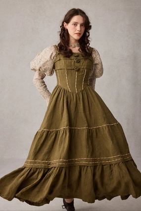 NonChafeCollarTech Organic Cotton Fiber Magnolia 17 |Linen Corset dress