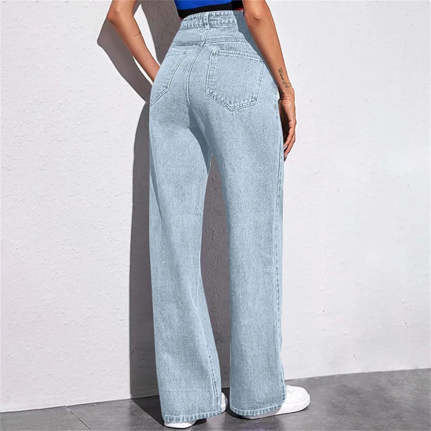Sweatpants That Look Like Boyfriend Sweatpant Jeans Womens Wide Leg High Waist Jeans with Pockets