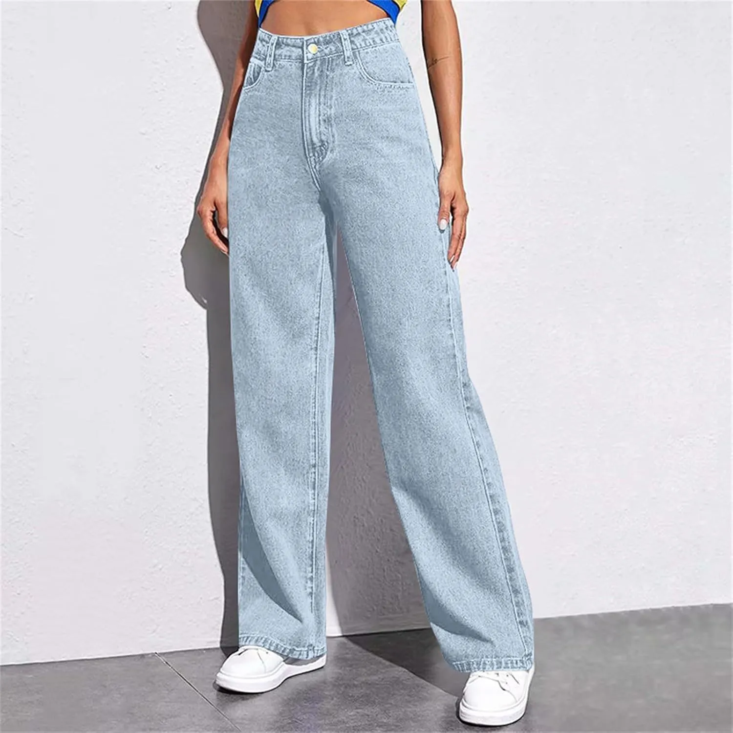 Sweatpants That Look Like Boyfriend Sweatpant Jeans Womens Wide Leg High Waist Jeans with Pockets