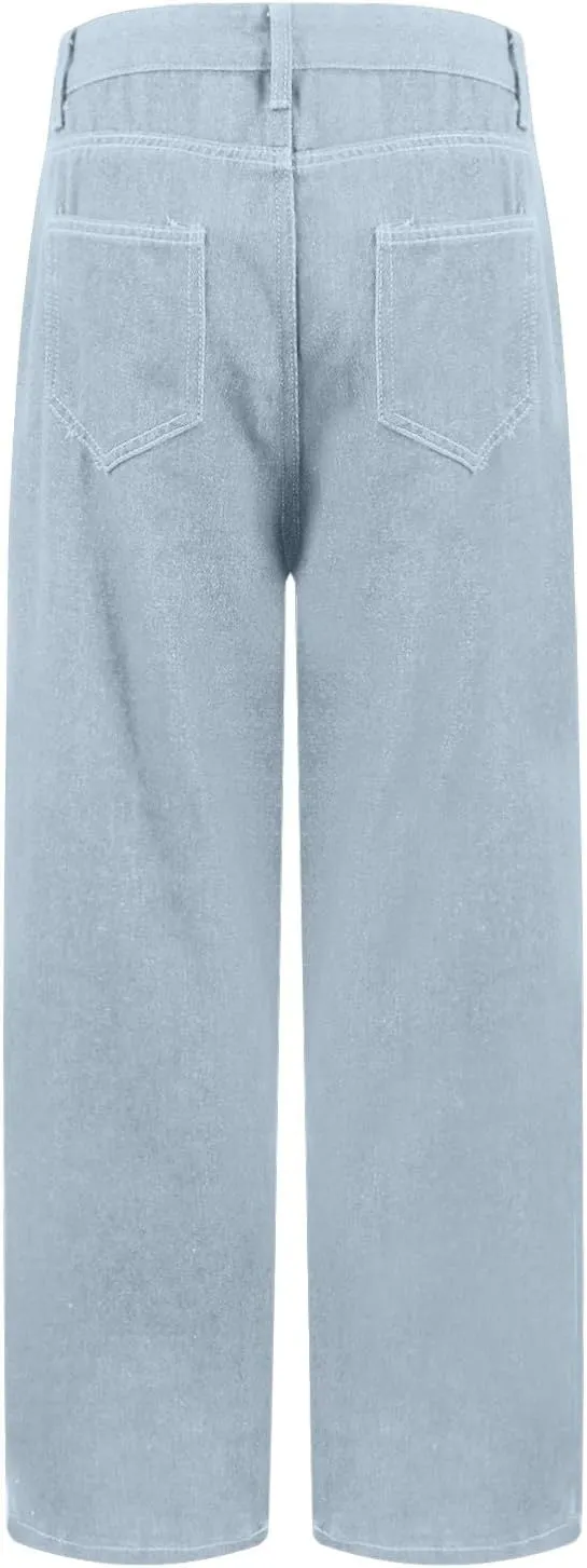 Sweatpants That Look Like Boyfriend Sweatpant Jeans Womens Wide Leg High Waist Jeans with Pockets