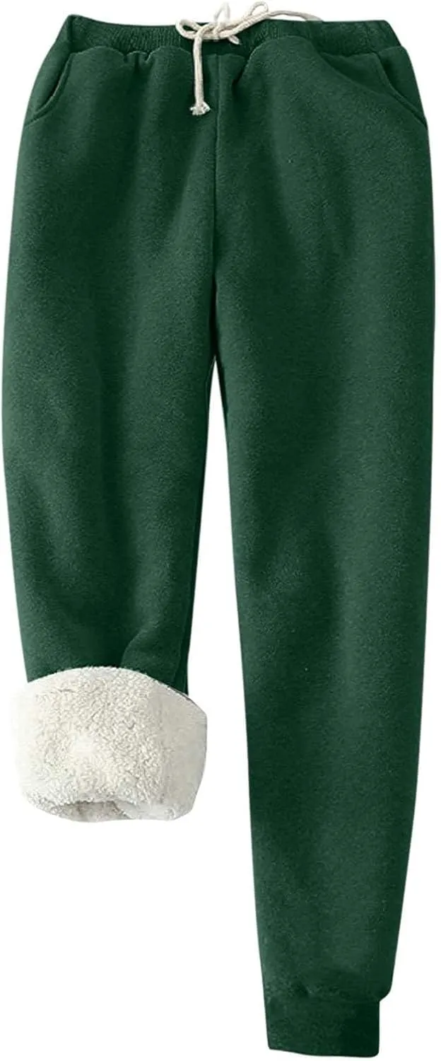 Sweatpants Women Winter Warm Fleece Lined Leggings Women Sherpa Active Running Jogger Pants Womens Fall Fashion 2024