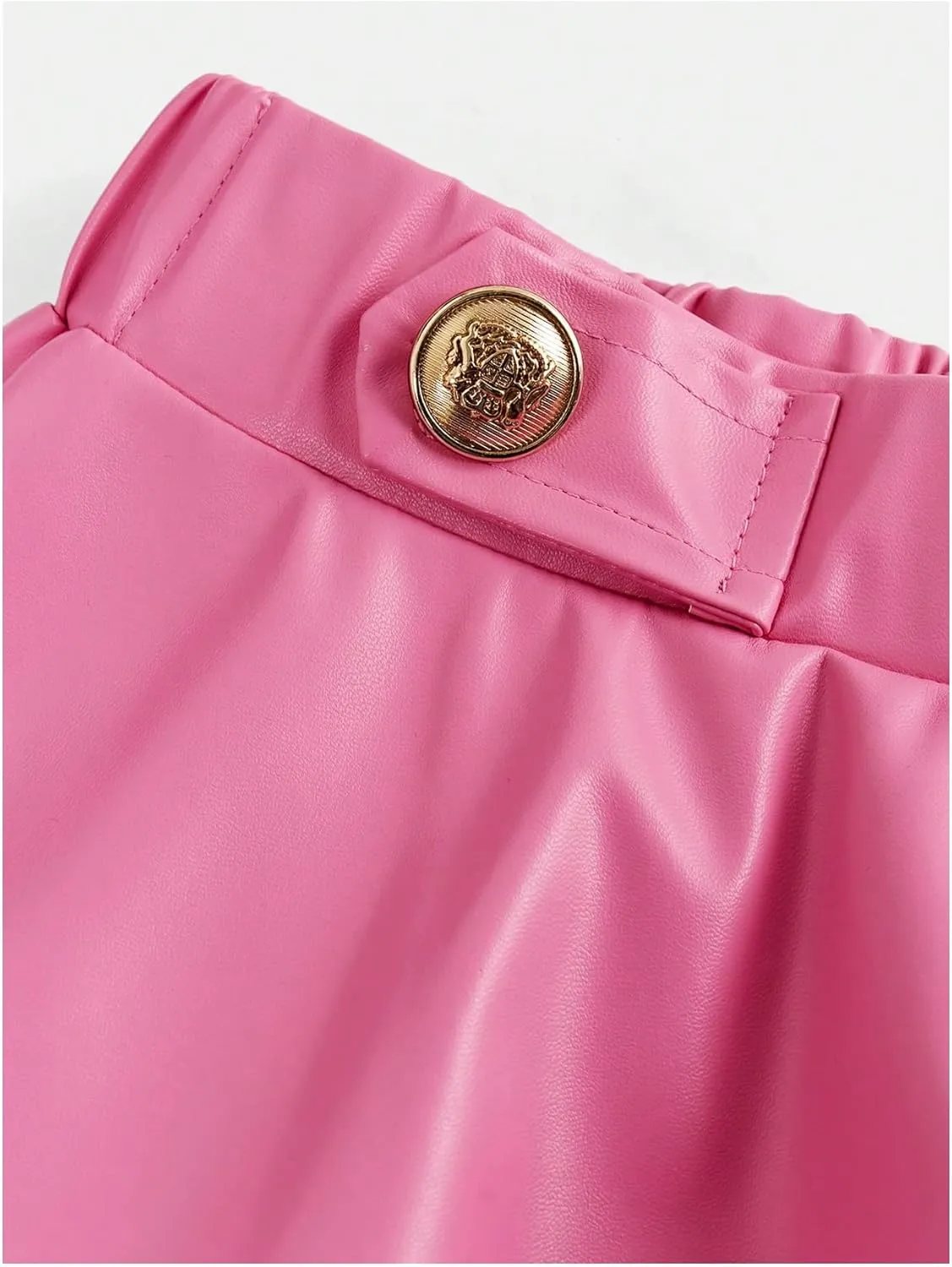 SweatyRocks Girl's Pu Leather Skirt A Line Button Front High Waisted Flared Mini Skirts