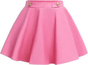 SweatyRocks Girl's Pu Leather Skirt A Line Button Front High Waisted Flared Mini Skirts