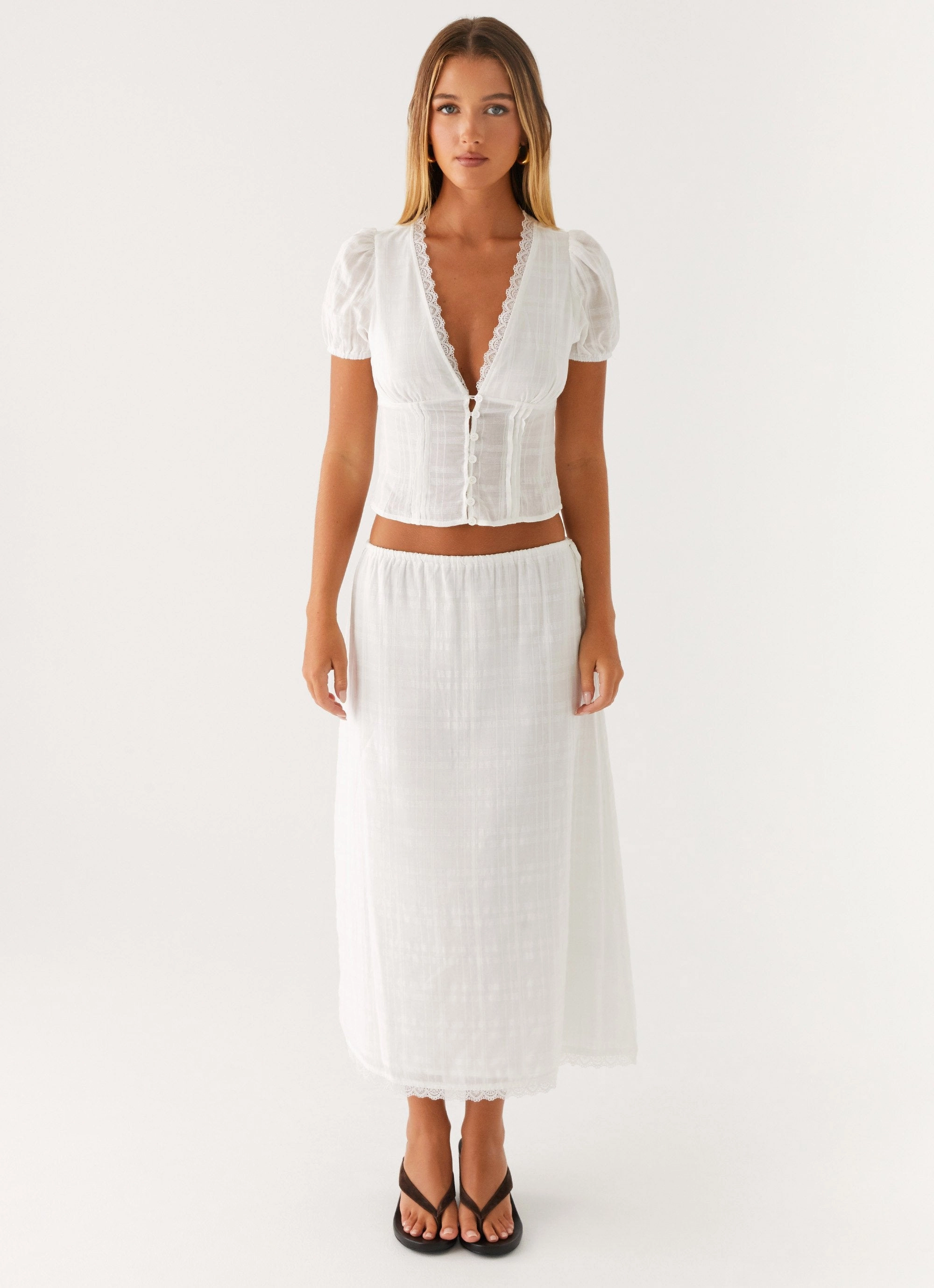 Sweet Lullaby Button Up Shirt - White Mesh Lining