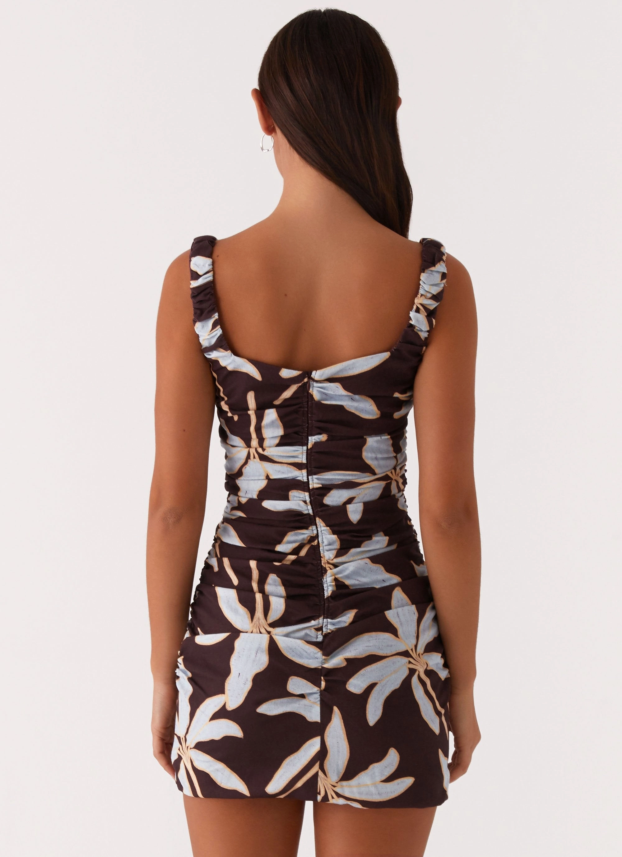 Perfect Fit Stretch-Recovery Sweet Melody Ruched Mini Dress - Opulent Brown