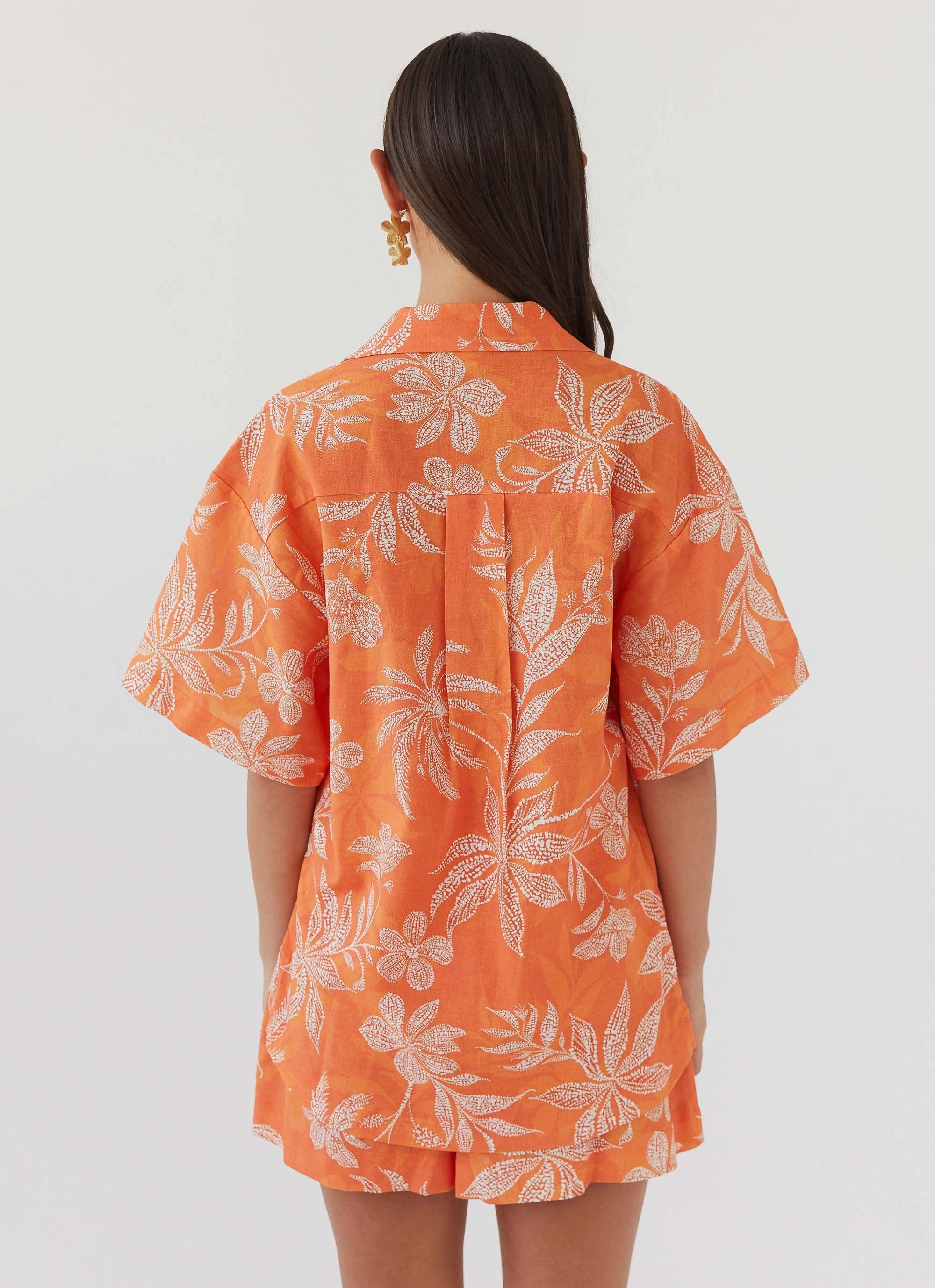 Windproof Inner Layer Flexible Joint Articulation Sweet Relief Oversized Linen Shirt - Tropic Sunset