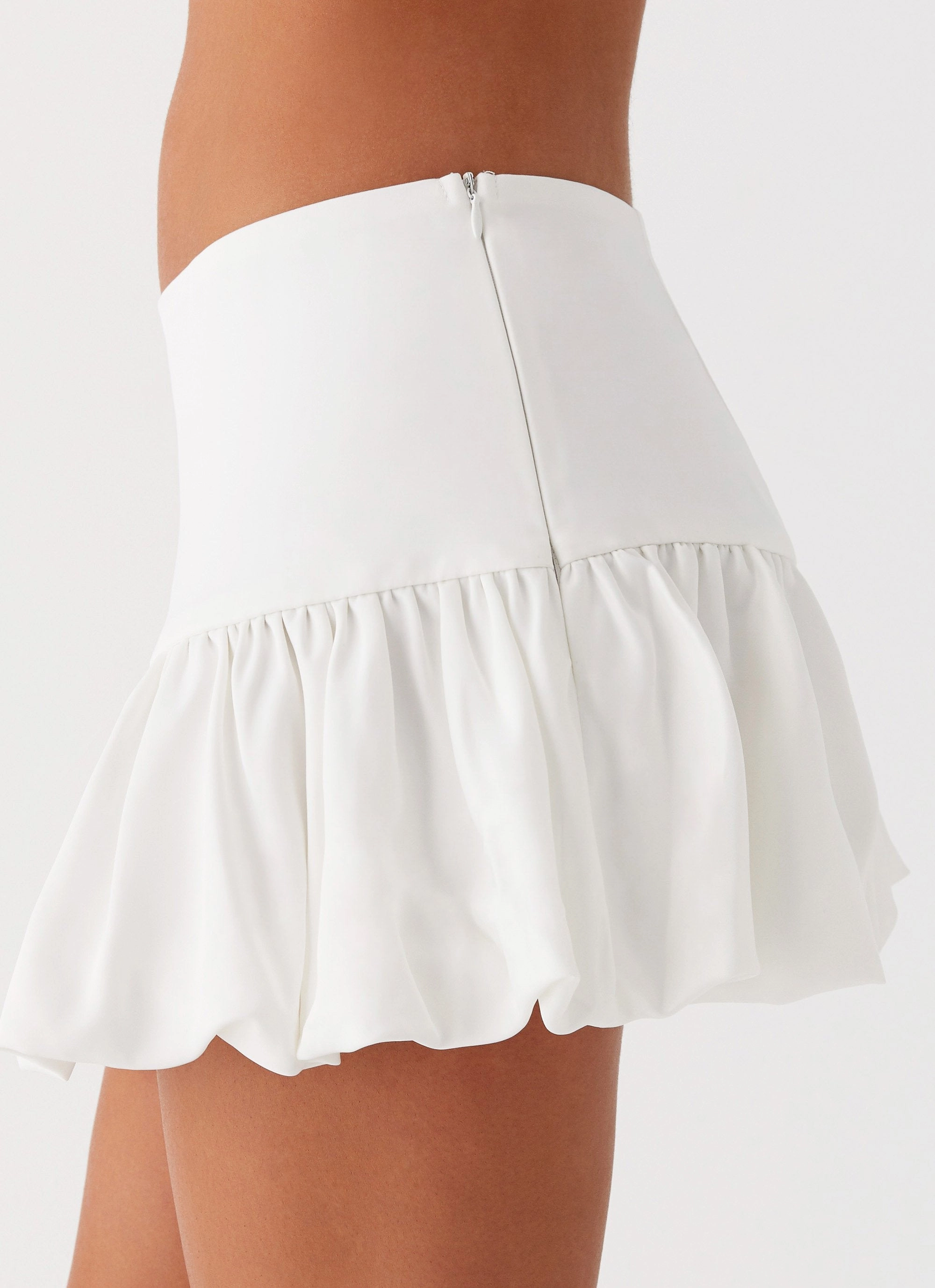 Roll-up style Sweet Thing Bubble Hem Mini Skirt - White