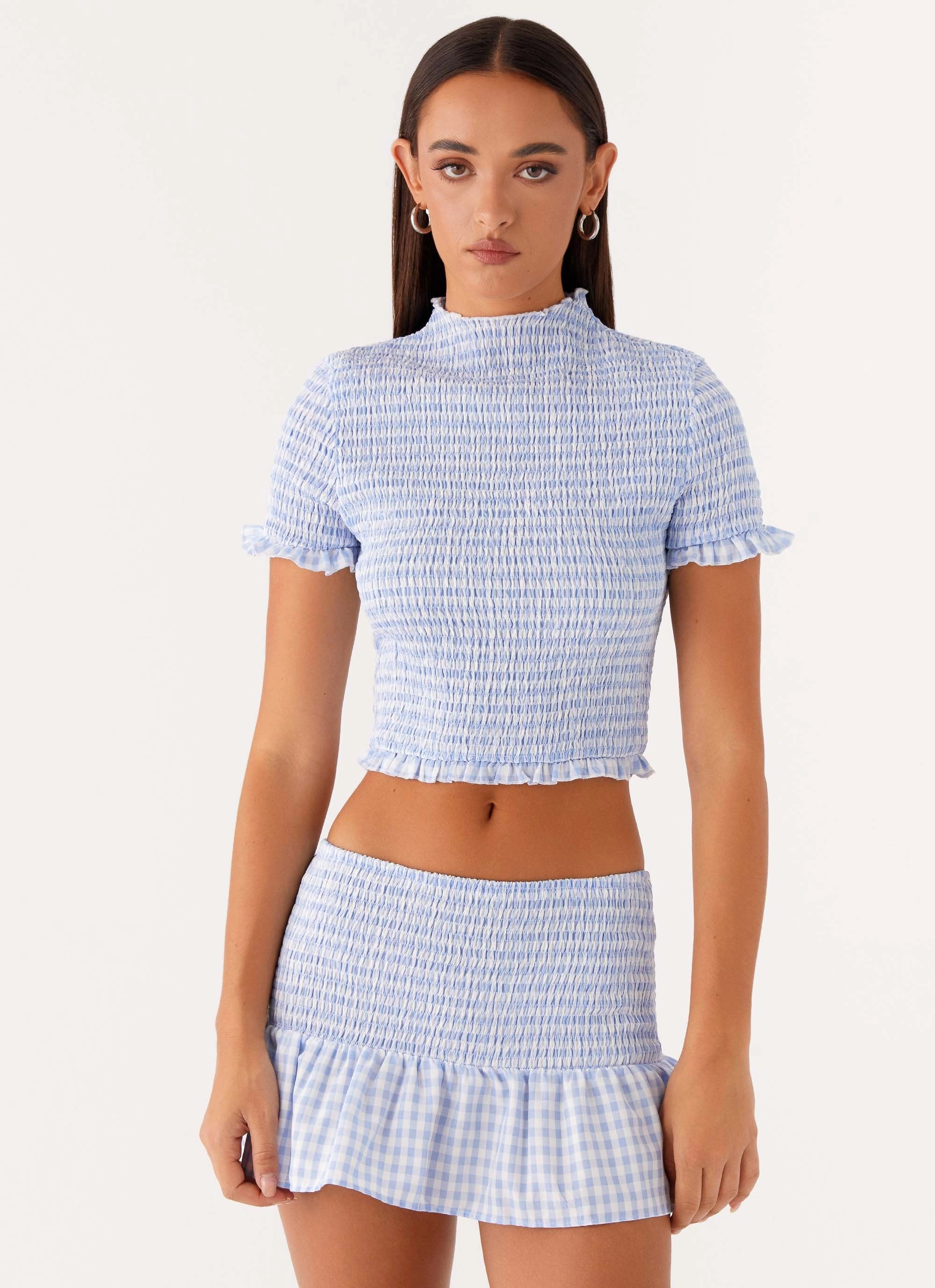 Sweetest Pie T-Shirt - Baby Blue Gingham Brushed Interior OdorResistantTechnology