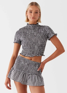 Sweetest Pie T-Shirt - Black Gingham Anti Slip Shoulder Padding
