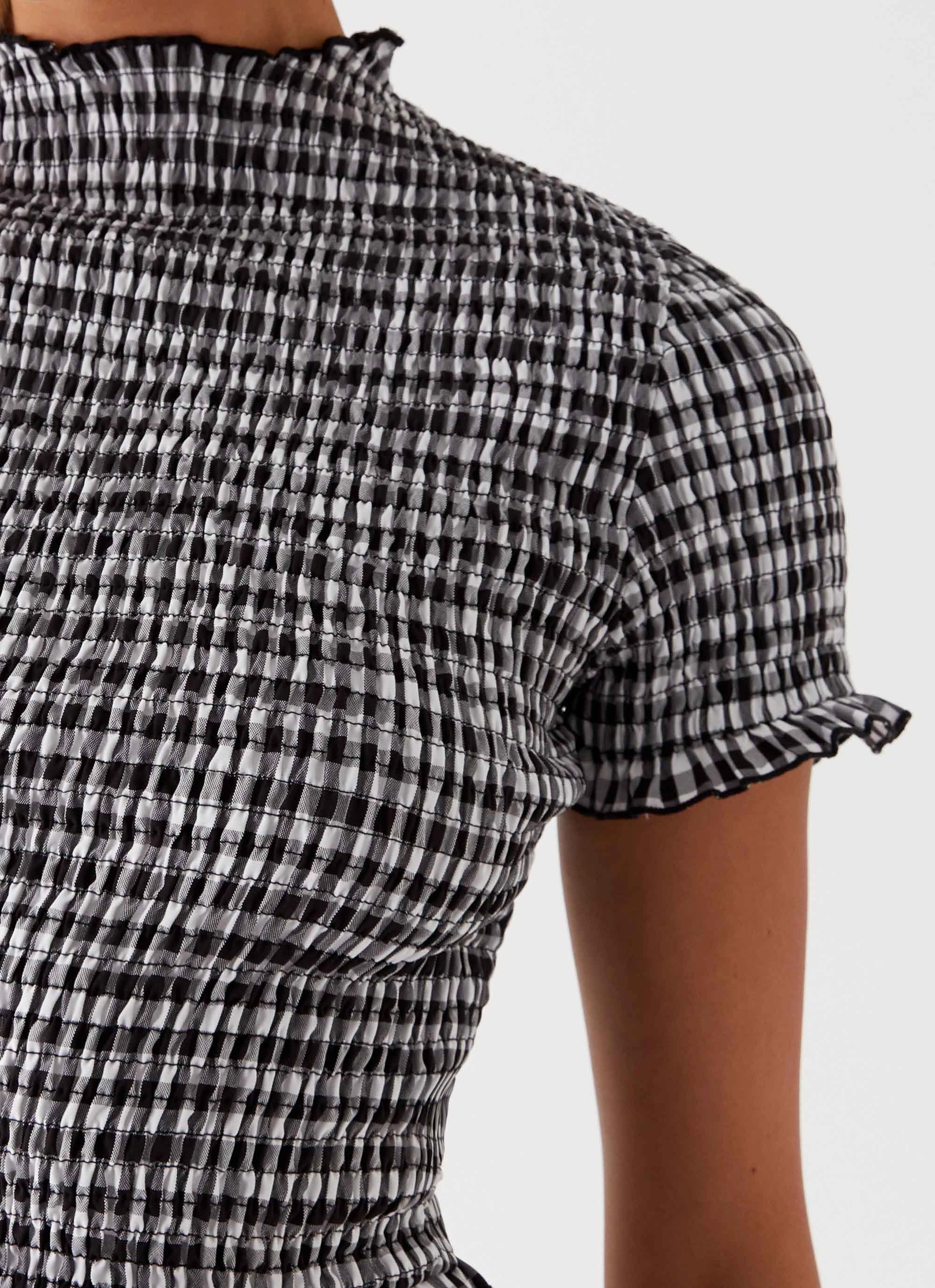 AntiStaticInnerLining Noise Reducing Fabric Treatment Sweetest Pie T-Shirt - Black Gingham
