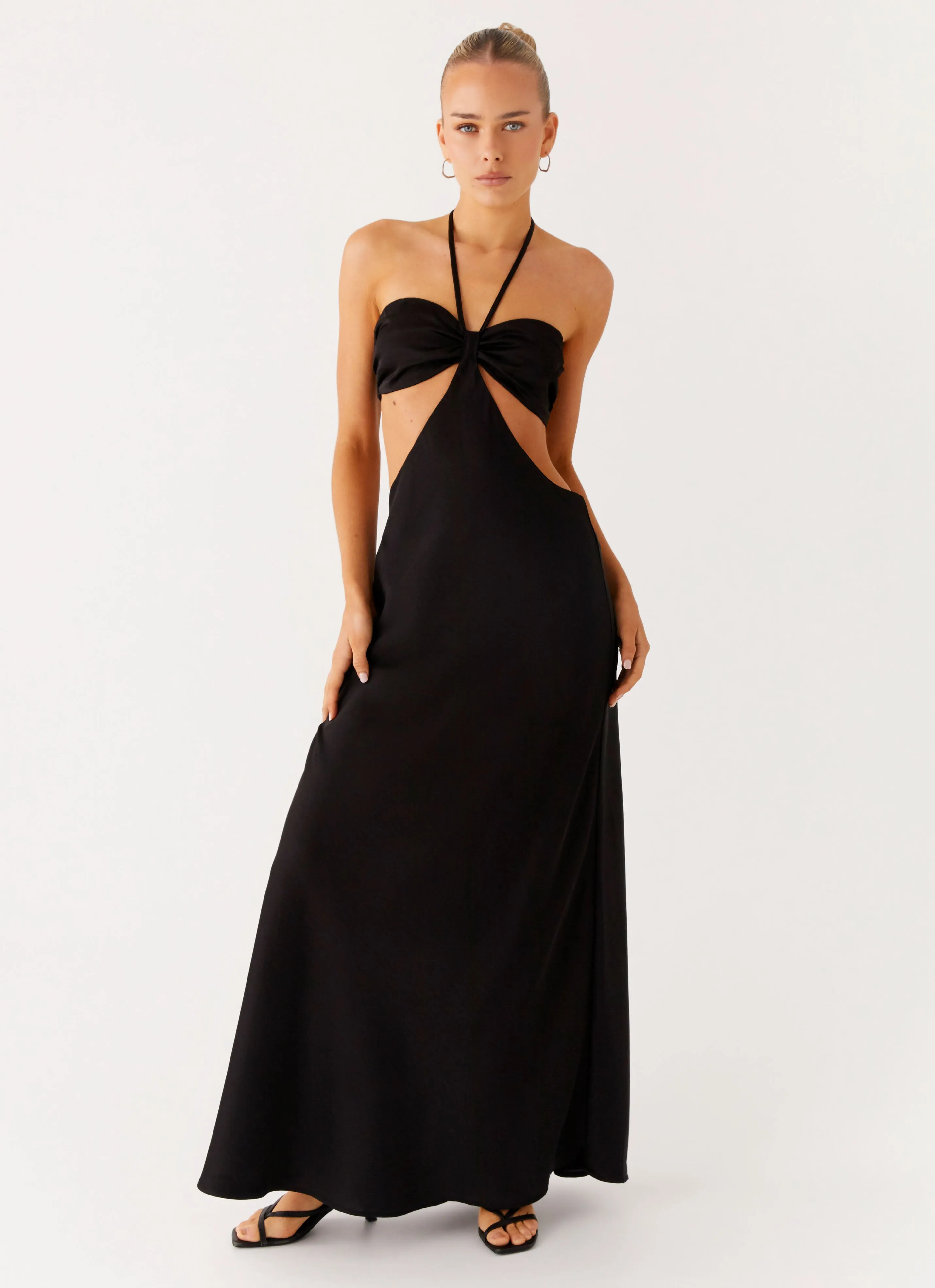 Celebration Wear Sweetheart Cut Out Maxi Dress - Black