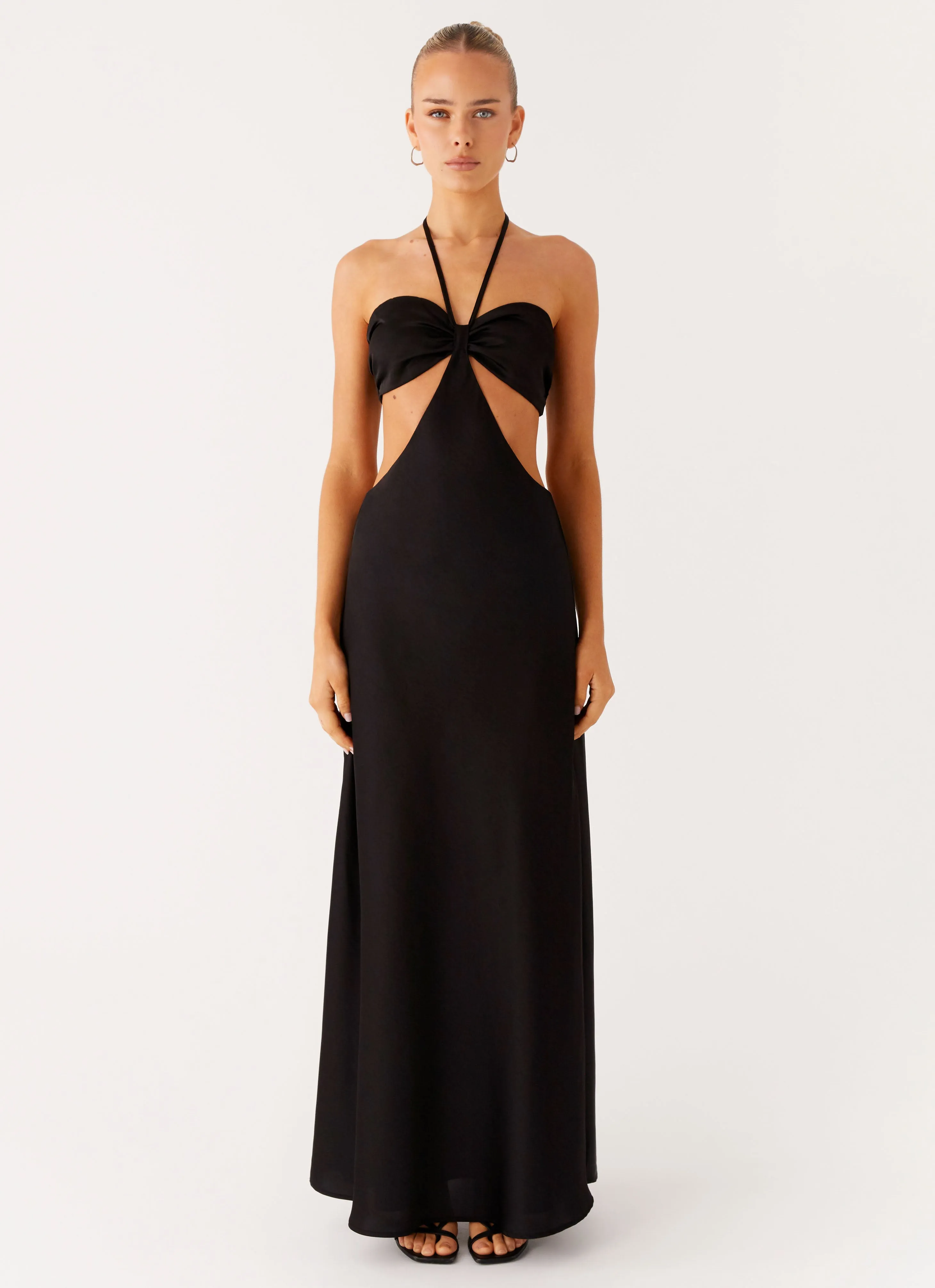 Flattering and Chic Skin Glow Sweetheart Cut Out Maxi Dress - Black